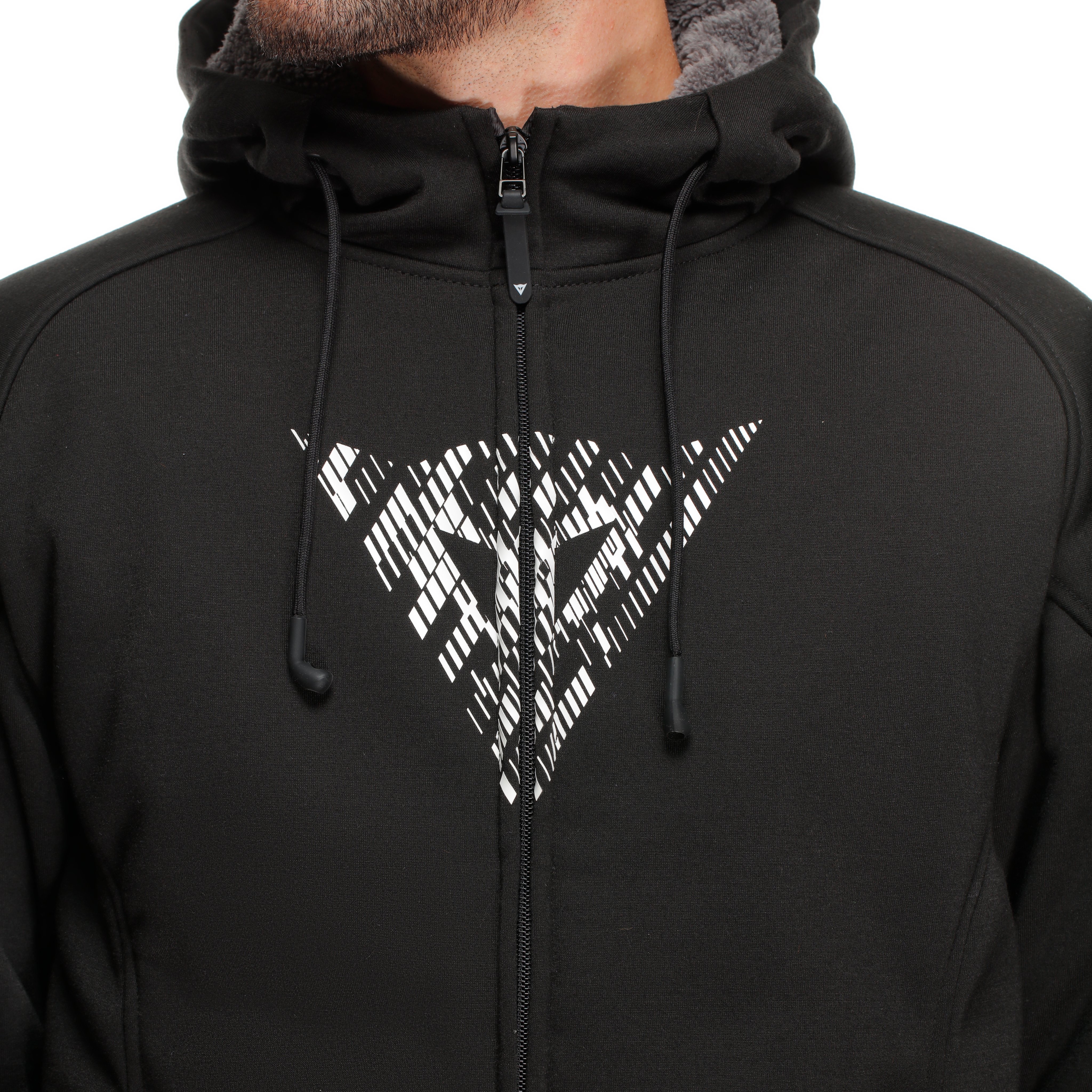 BOVISA - MOTORCYCLE HOODIE FULL-ZIP - BLACK/WHITE - 5