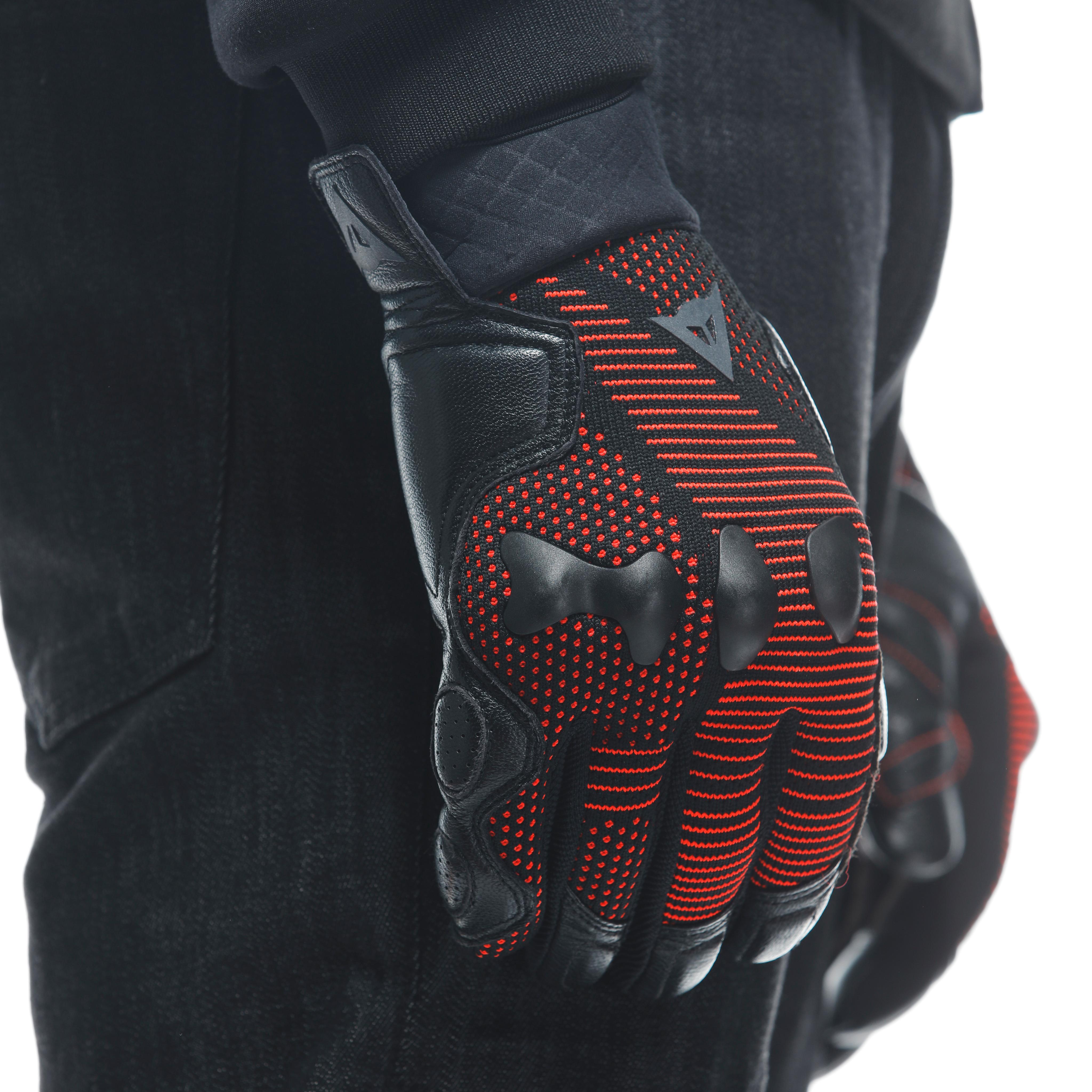 UNRULY ERGO-TEK - MEN'S MOTORCYCLE TEXTILE GLOVES - BLACK/FLUO-RED - 22