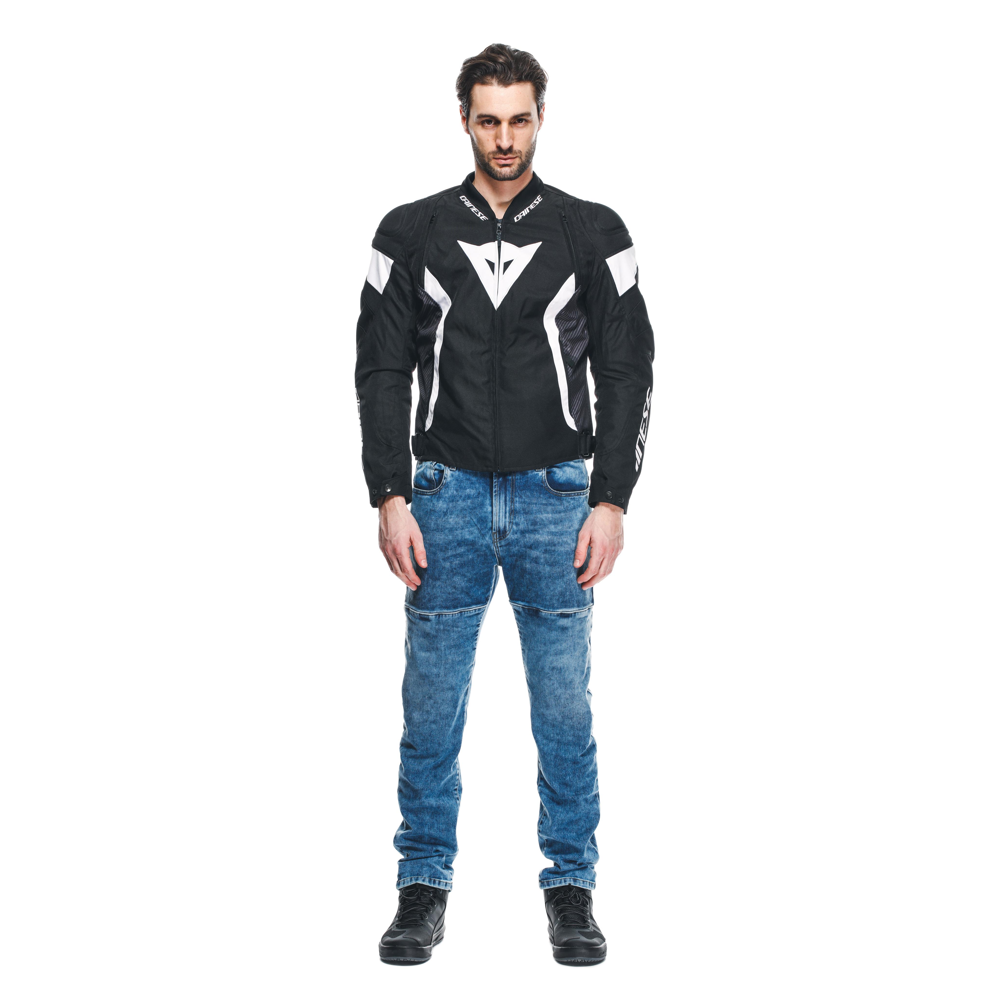 AVRO 5 - MEN'S FABRIC MOTORCYCLE JACKET - BLACK/WHITE/BLACK - 3