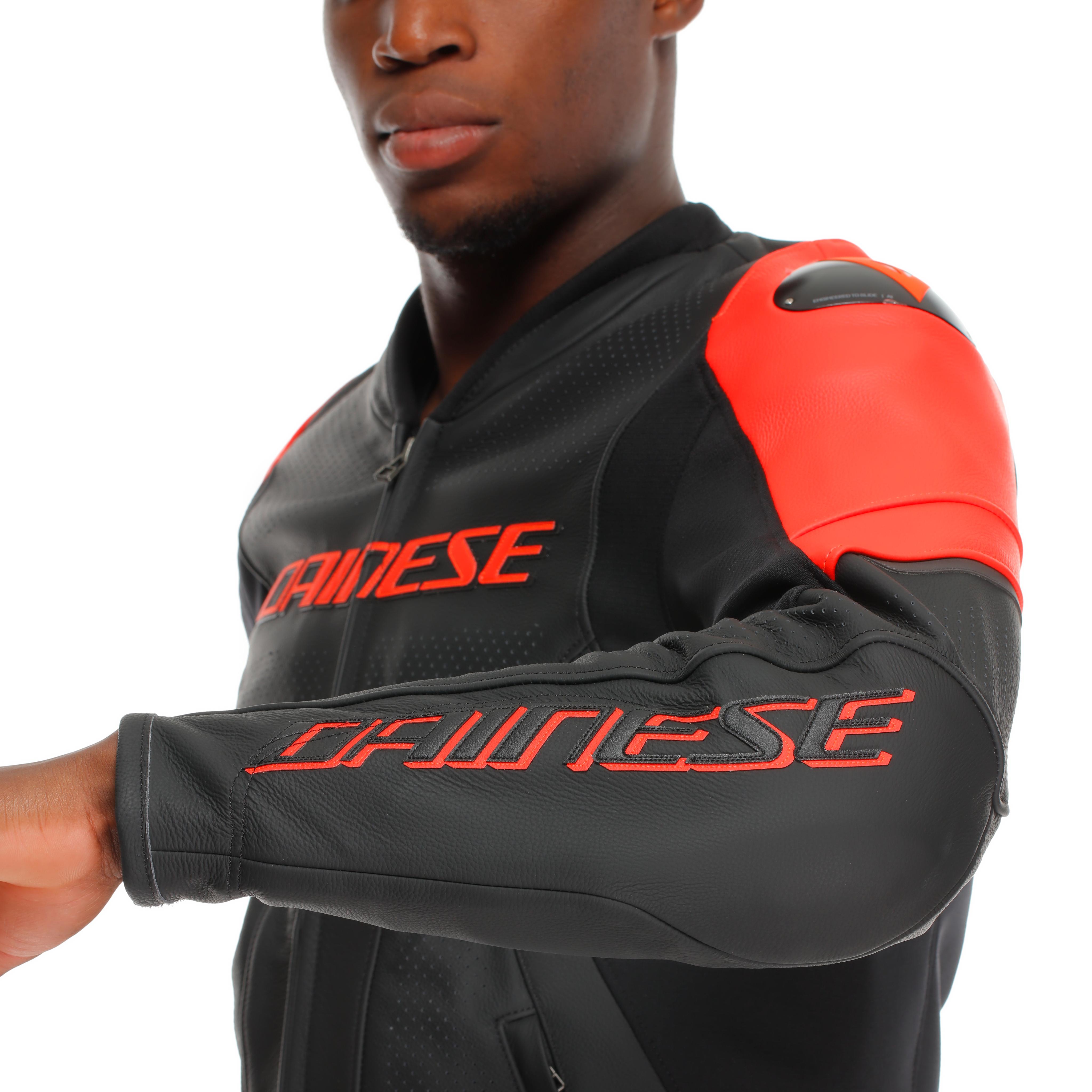 RACING 5 - MEN PERFORATED LEATHER MOTORCYCLE JACKET | BLACK/BLACK