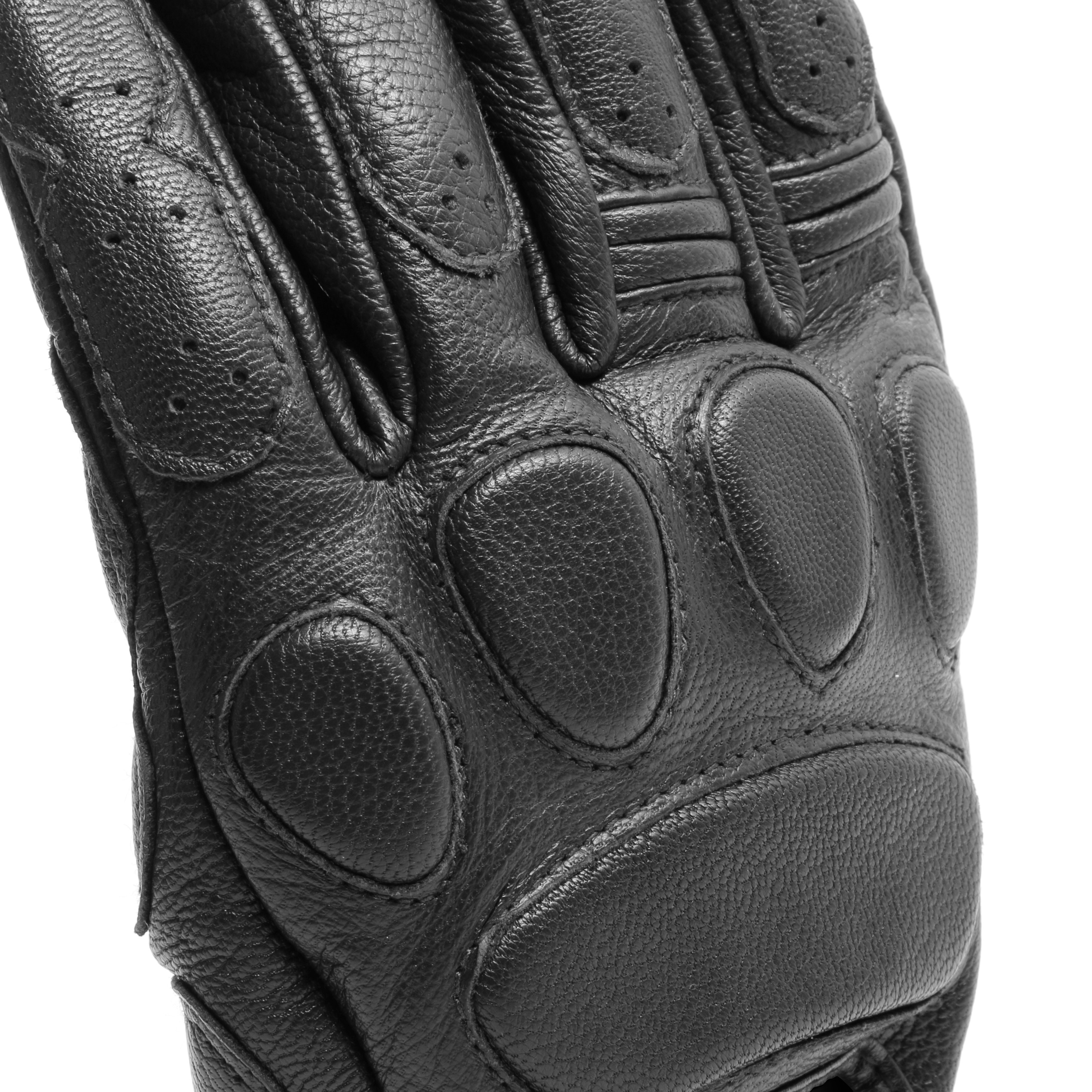 BLACKJACK - UNISEX MOTORCYCLE LEATHER GLOVES - BLACK/BLACK/BLACK - 5