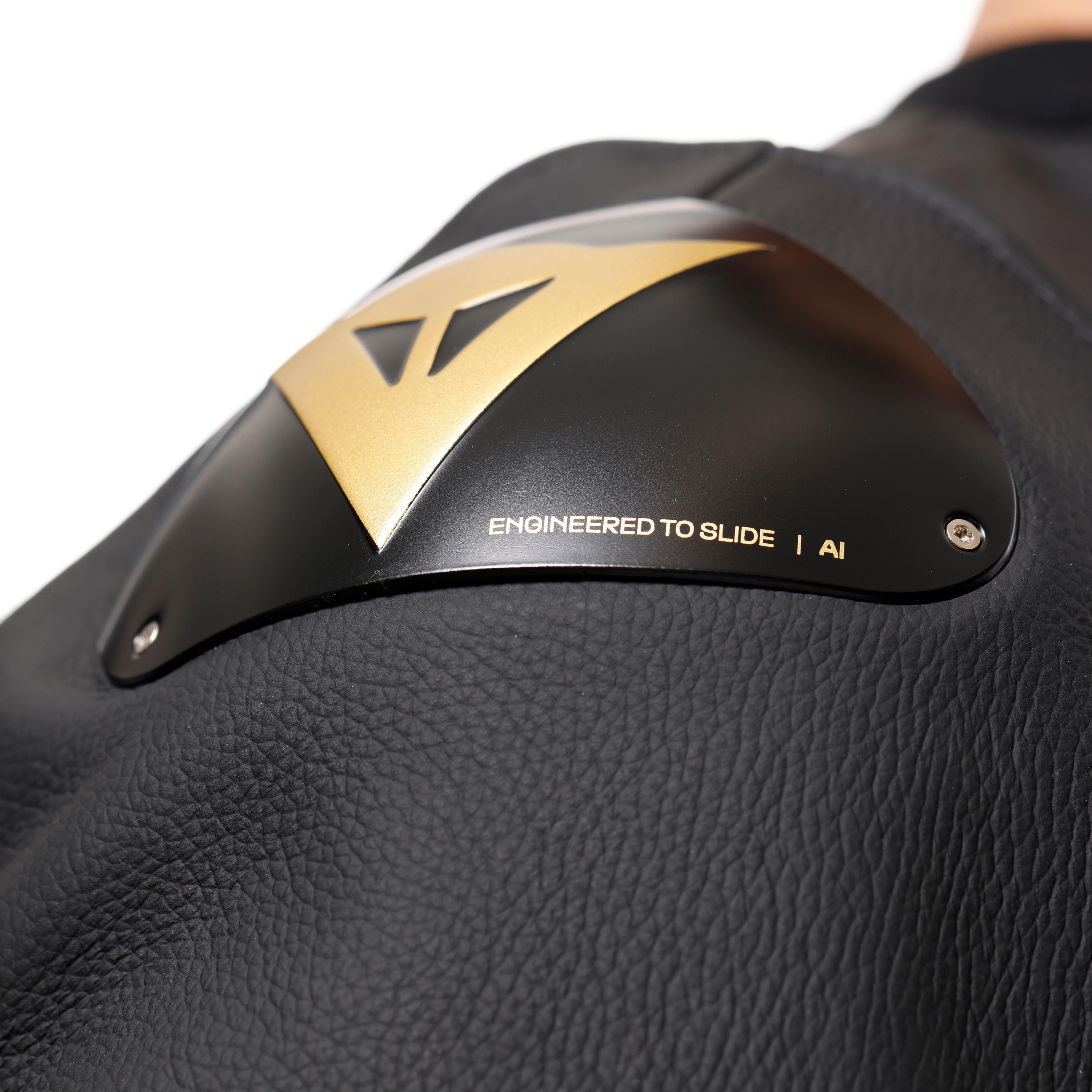 RACING 5 - HERREN MOTORRADJACKE AUS LEDER - BLACK/GOLD - 5