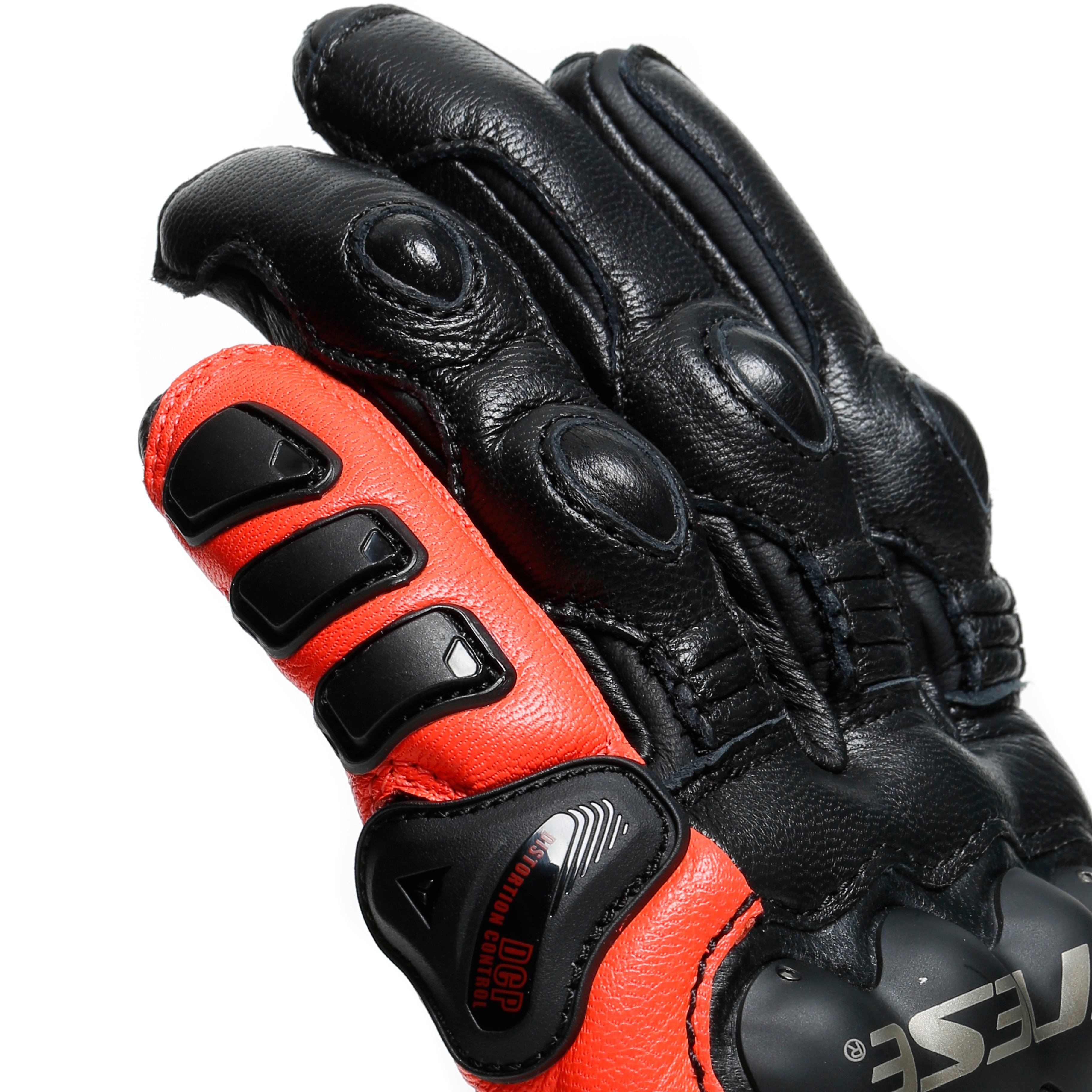 4-STROKE 2 - MEN'S MOTORCYCLE LEATHER GLOVES - BLACK/FLUO-RED - 7