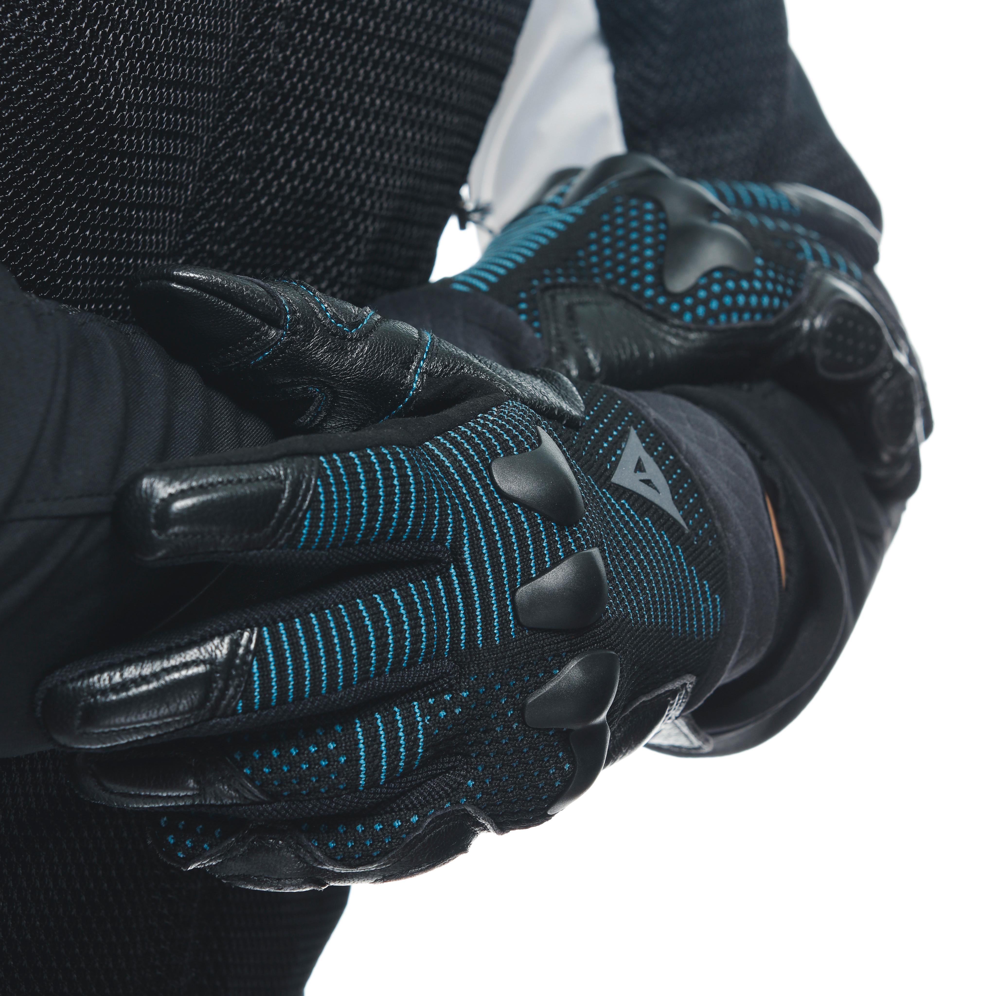 UNRULY ERGO-TEK - WOMEN'S MOTORCYCLE TEXTILE GLOVES - BLACK/OCEAN-DEPTHS - 6