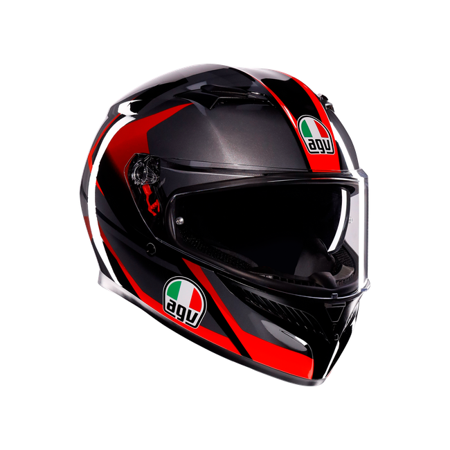 AGV - K3 Striga Black/grey/red - Casque Moto Intégral E2206, Unisex, Taille: M