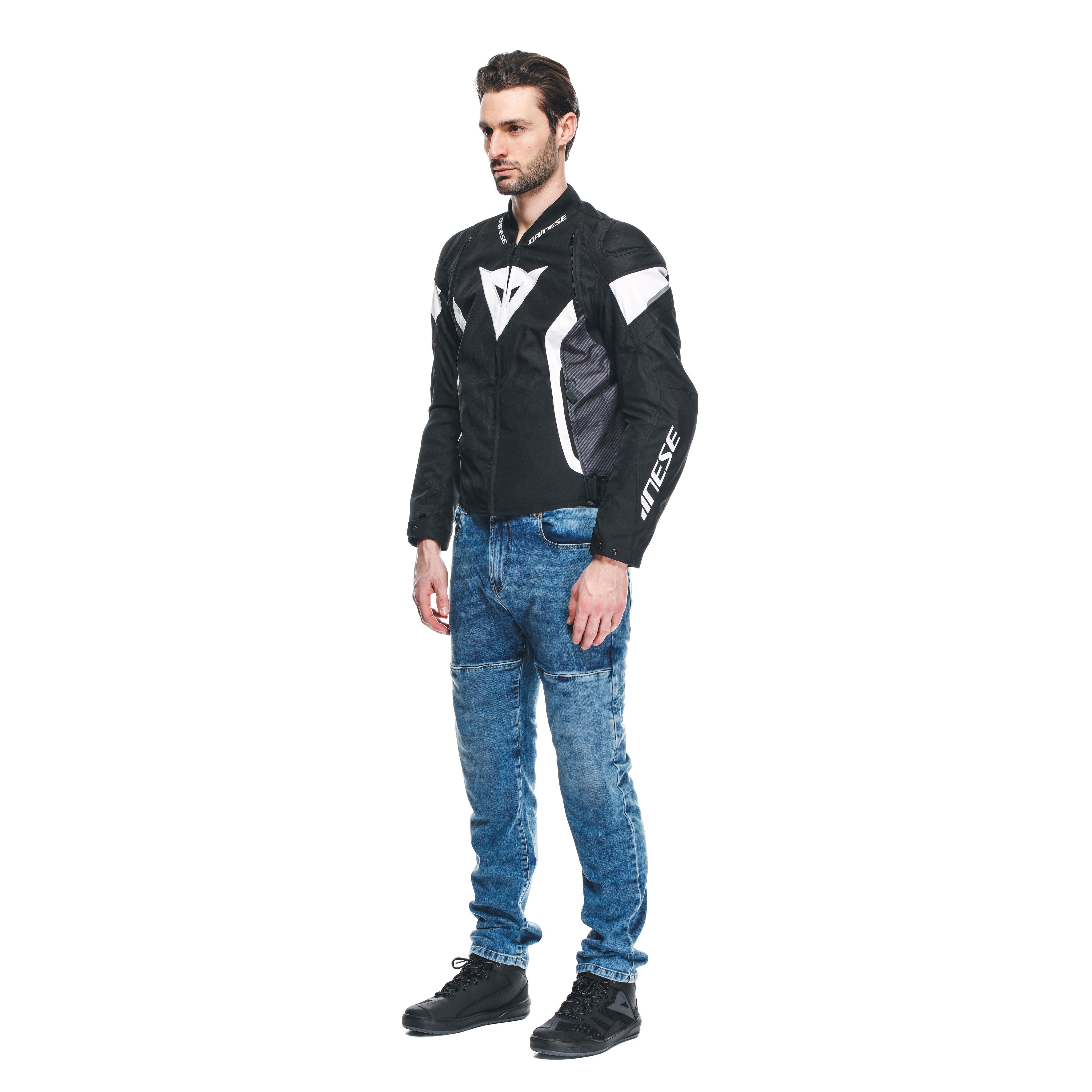 AVRO 5 - MEN'S FABRIC MOTORCYCLE JACKET - BLACK/WHITE/BLACK - 4