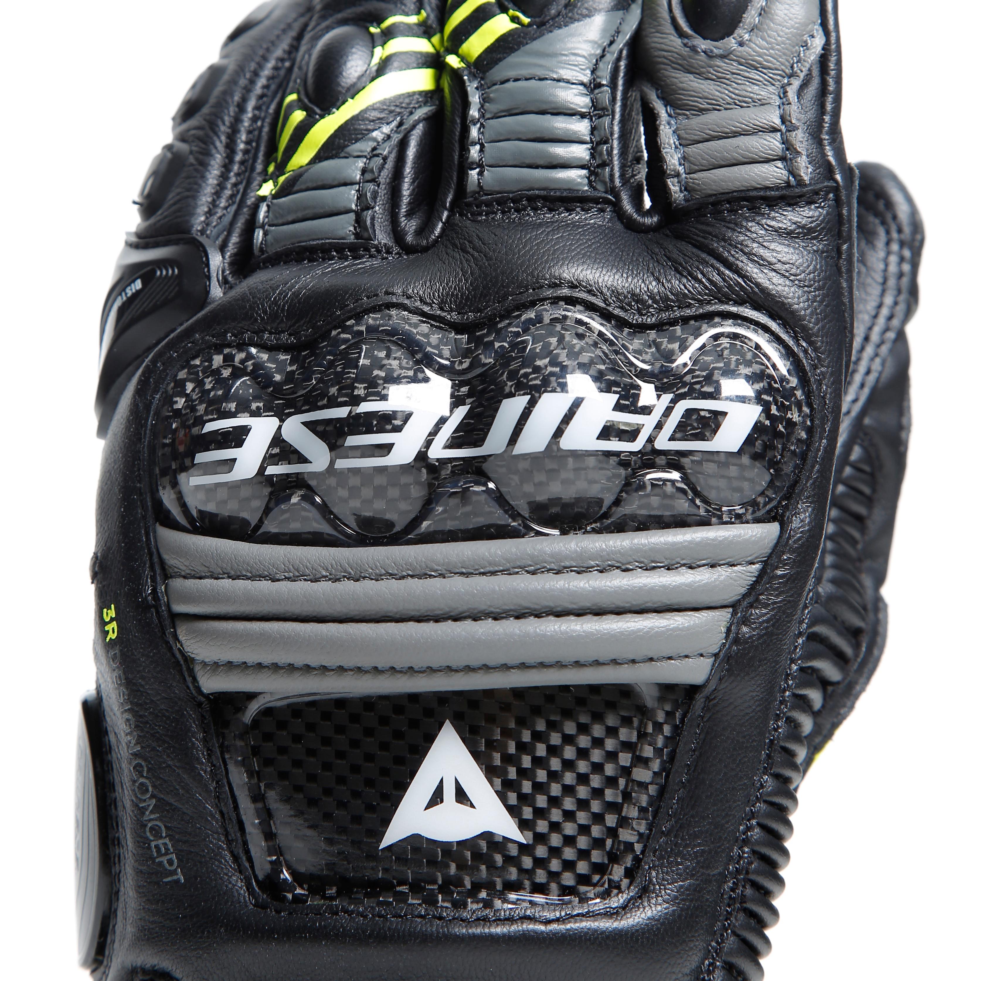 DRUID 4 - MEN'S MOTORCYCLE LEATHER GLOVES - BLACK/CHARCOAL-GRAY/FLUO-YELLOW - 7