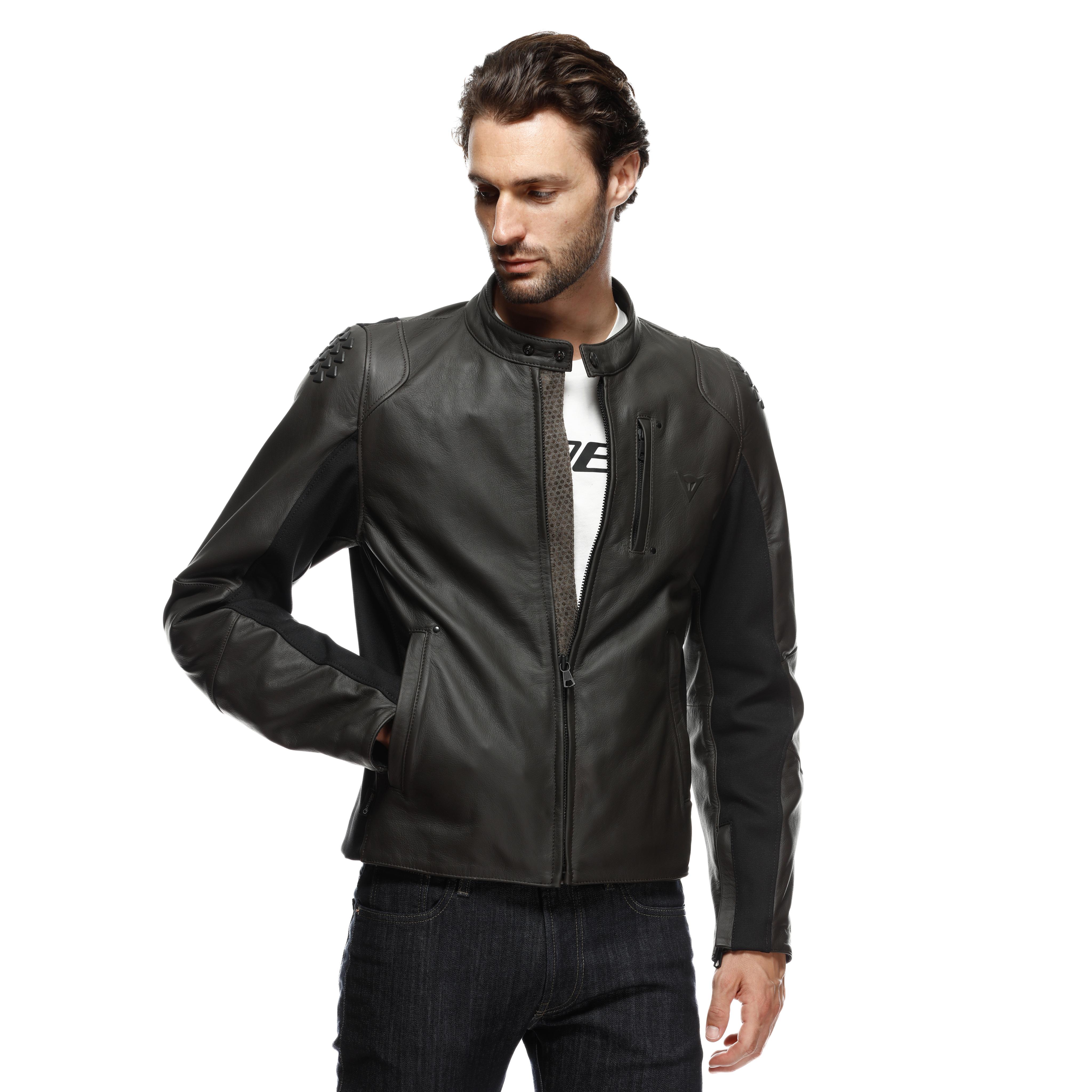 ISTRICE - MEN'S MOTORCYCLE LEATHER JACKET - DARK-BROWN - 5