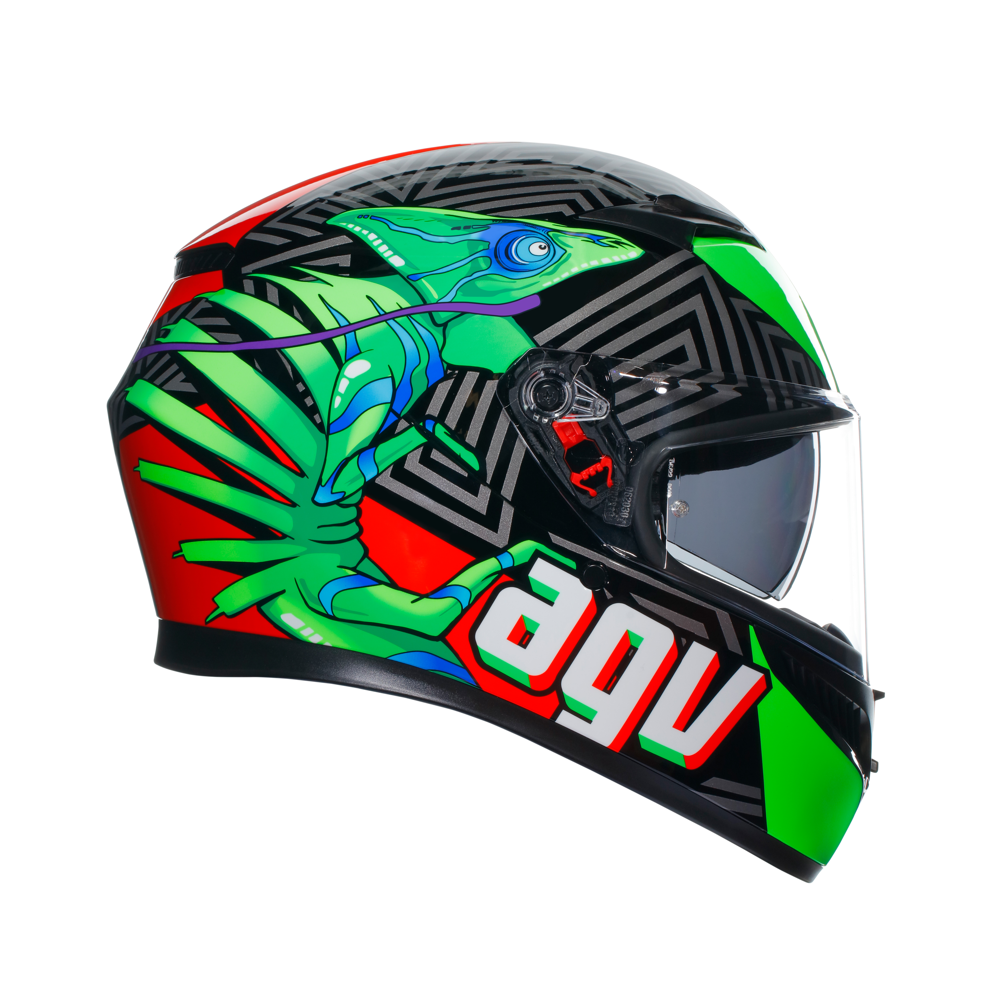 K3 KAMALEON BLACK/RED/GREEN - CASQUE MOTO INT&Eacute;GRAL E2206 -  - 1