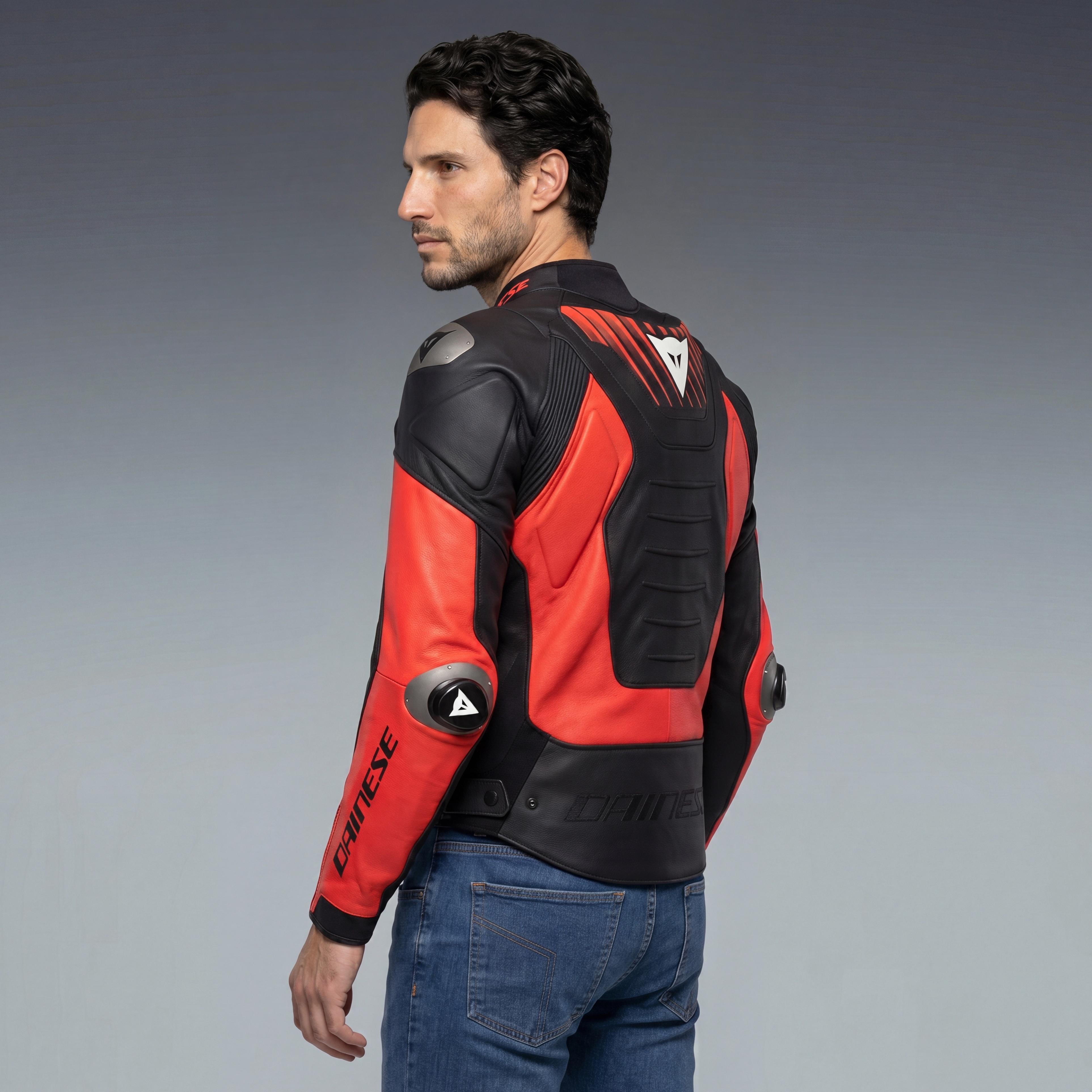 SUPER SPEED 5 LEATHER JACKET - BLACK/RED-FLUO/WHITE - 4