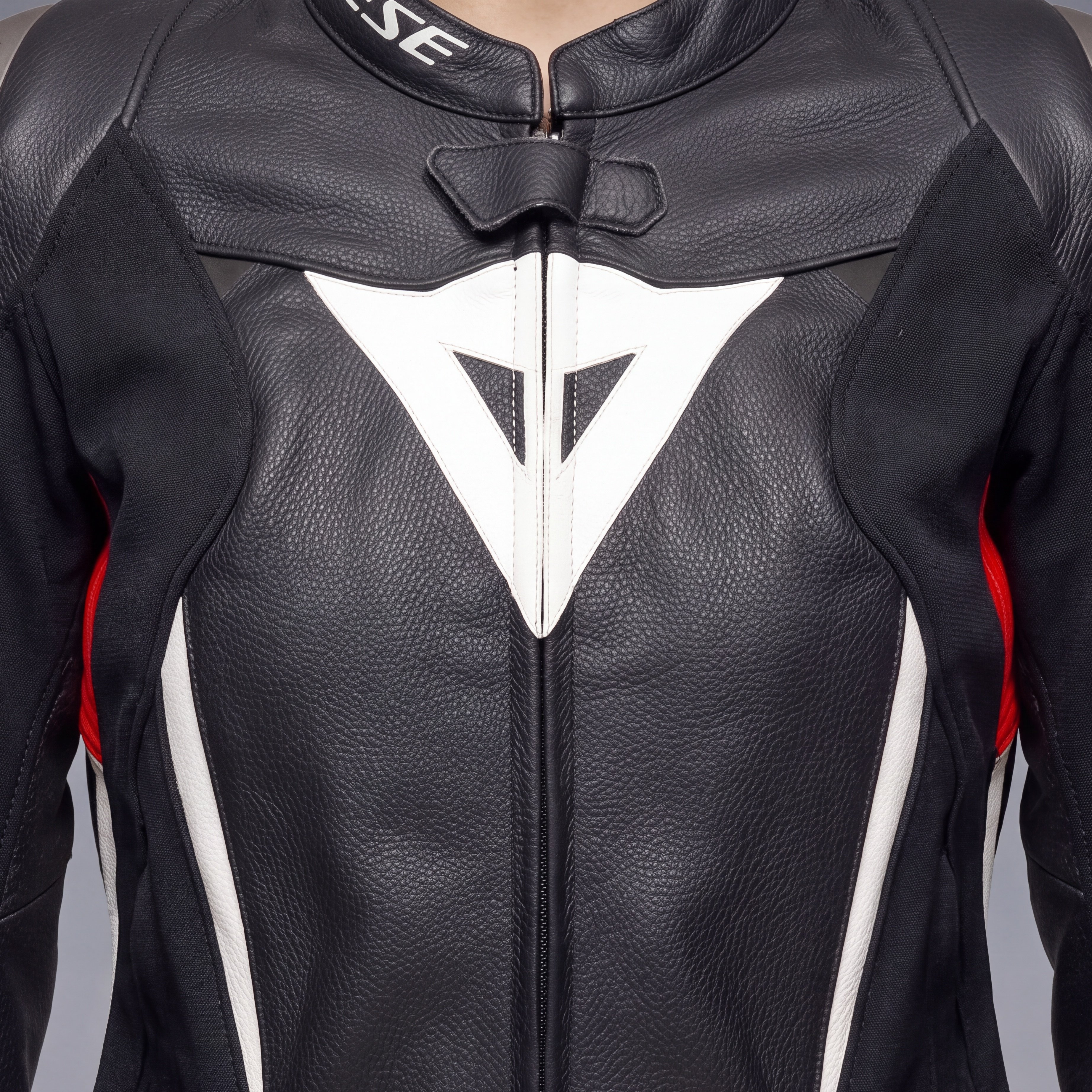 AVRO 6 - LEATHER MOTORCYCLE JACKET WOMEN - BLACK/WHITE/RED-FLUO - 5