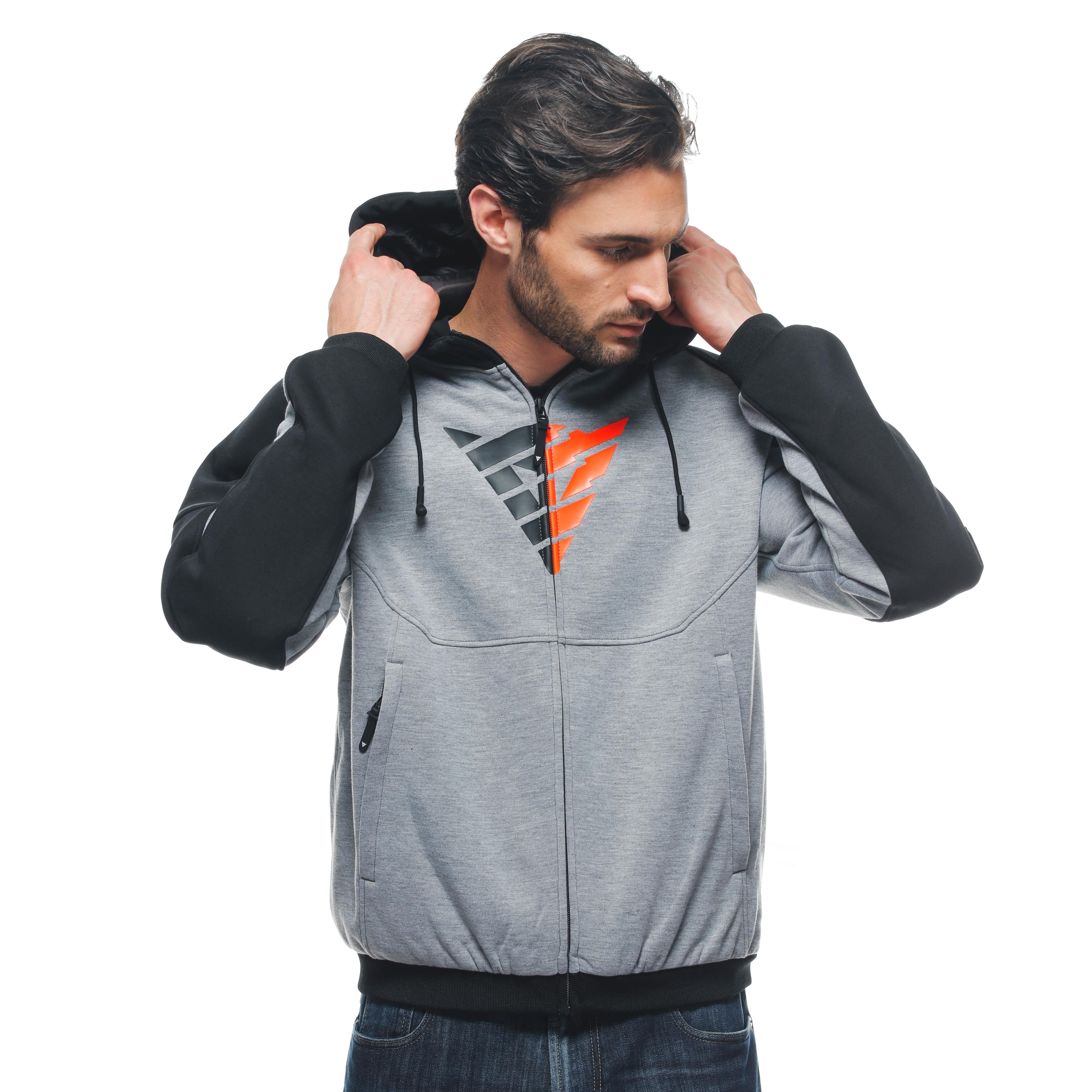 DAEMON-X SAFETY HOODIE - GIACCA MOTO IN TESSUTO UOMO - MELANGE-GRAY/BLACK/RED-FLUO - 7