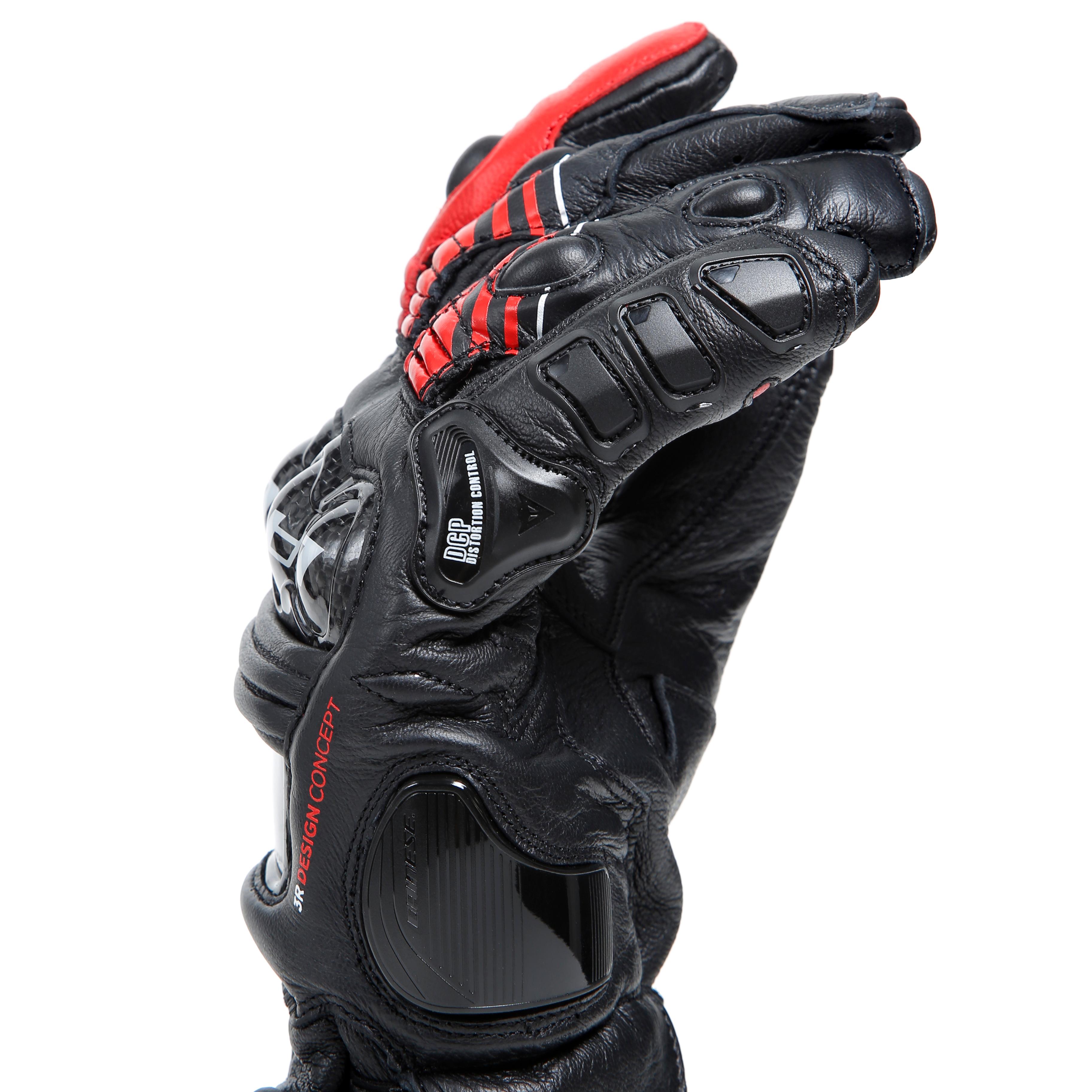 DRUID 4 - MEN'S MOTORCYCLE LEATHER GLOVES | BLACK/RED-LAVA/WHITE
