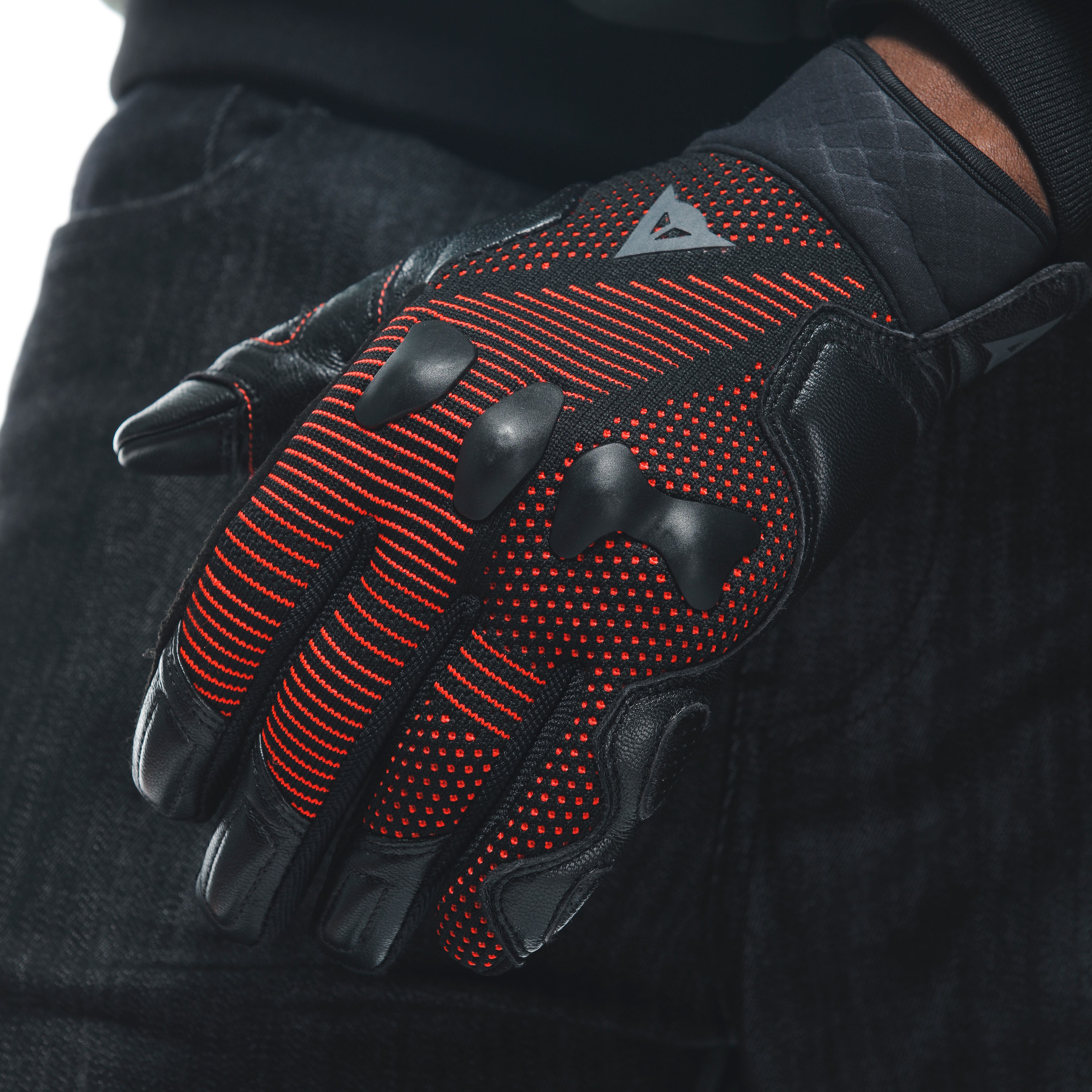 UNRULY ERGO-TEK - MEN'S MOTORCYCLE TEXTILE GLOVES - BLACK/FLUO-RED - 14