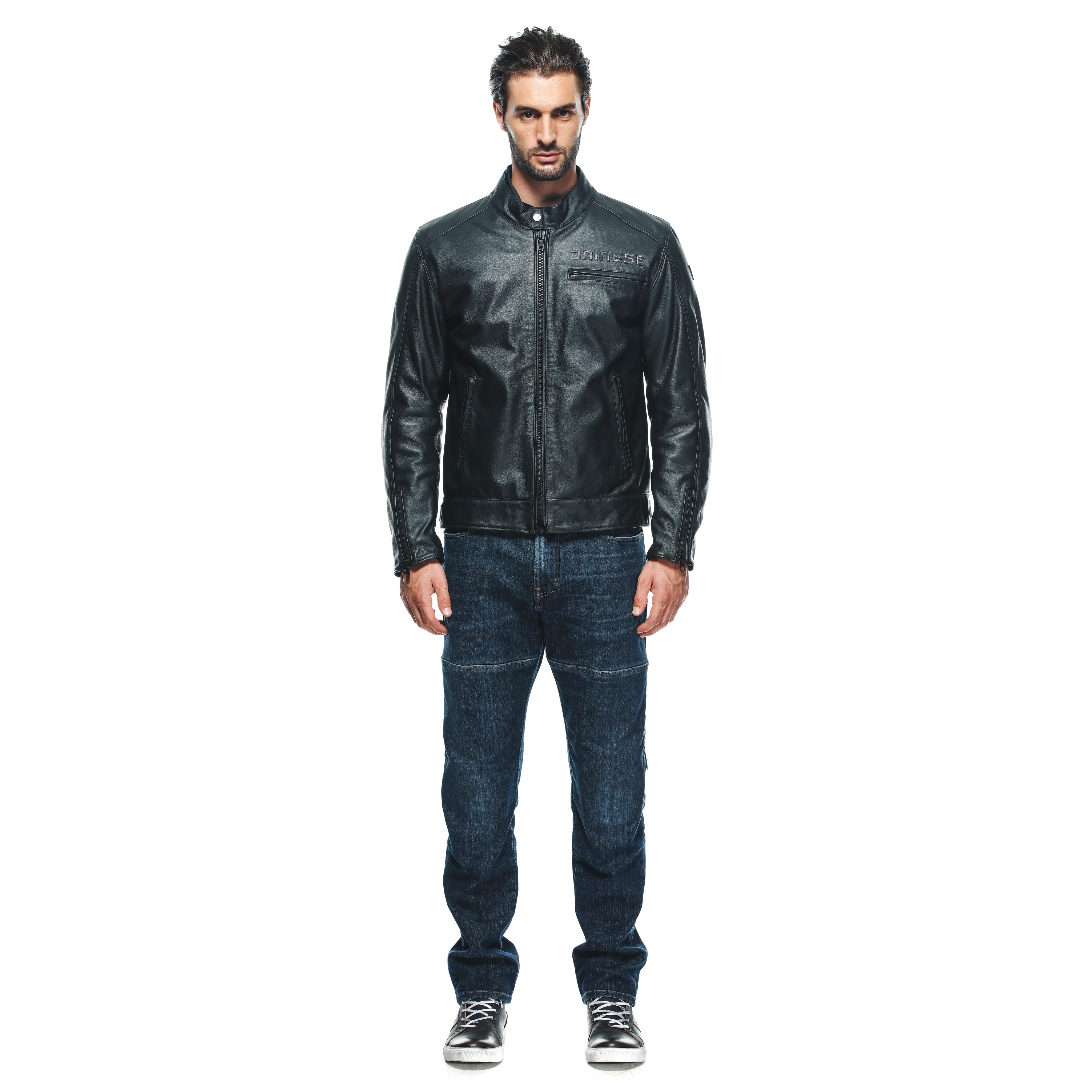 ZAURAX - MEN'S MOTORCYCLE LEATHER JACKET - BLACK - 3