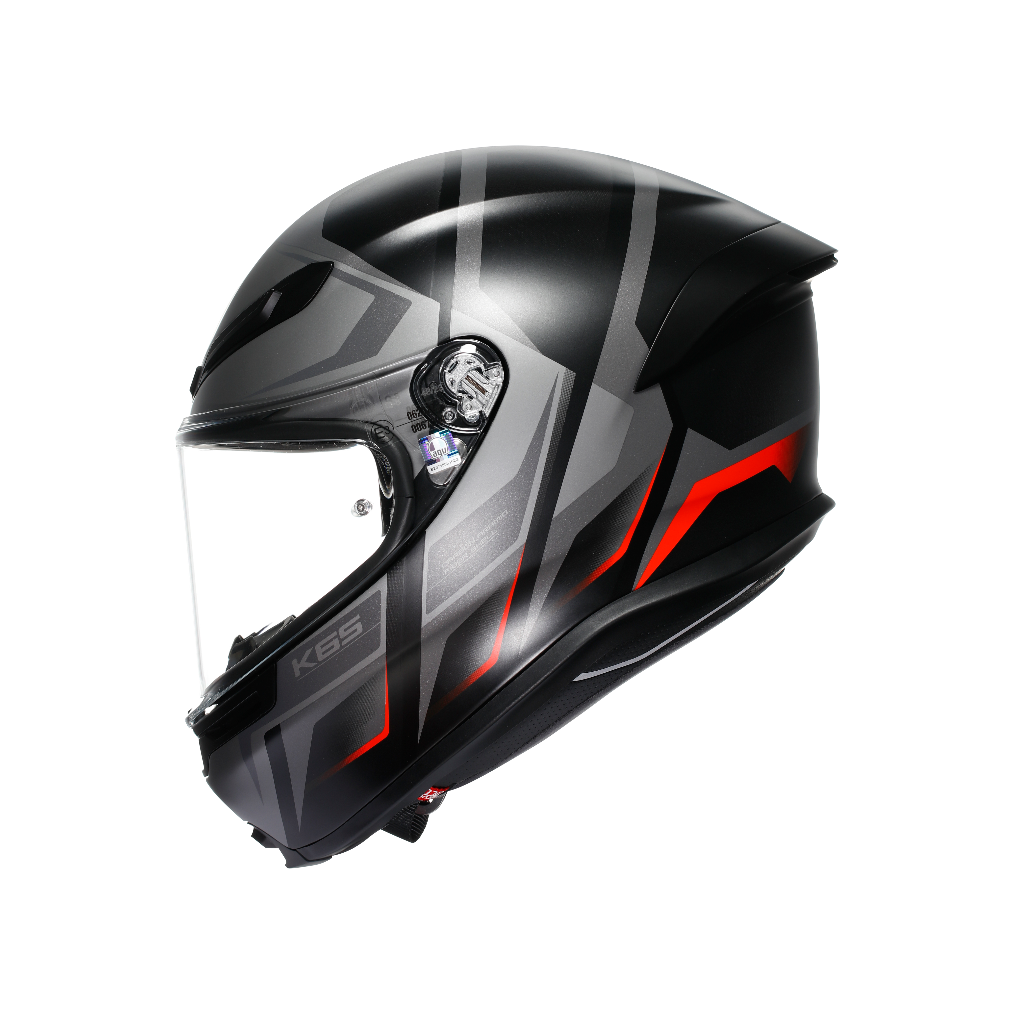 K6 S KARVE MATT BLACK/GREY/RED - MOTORBIKE FULL FACE HELMET DOT (E2206) -  - 2