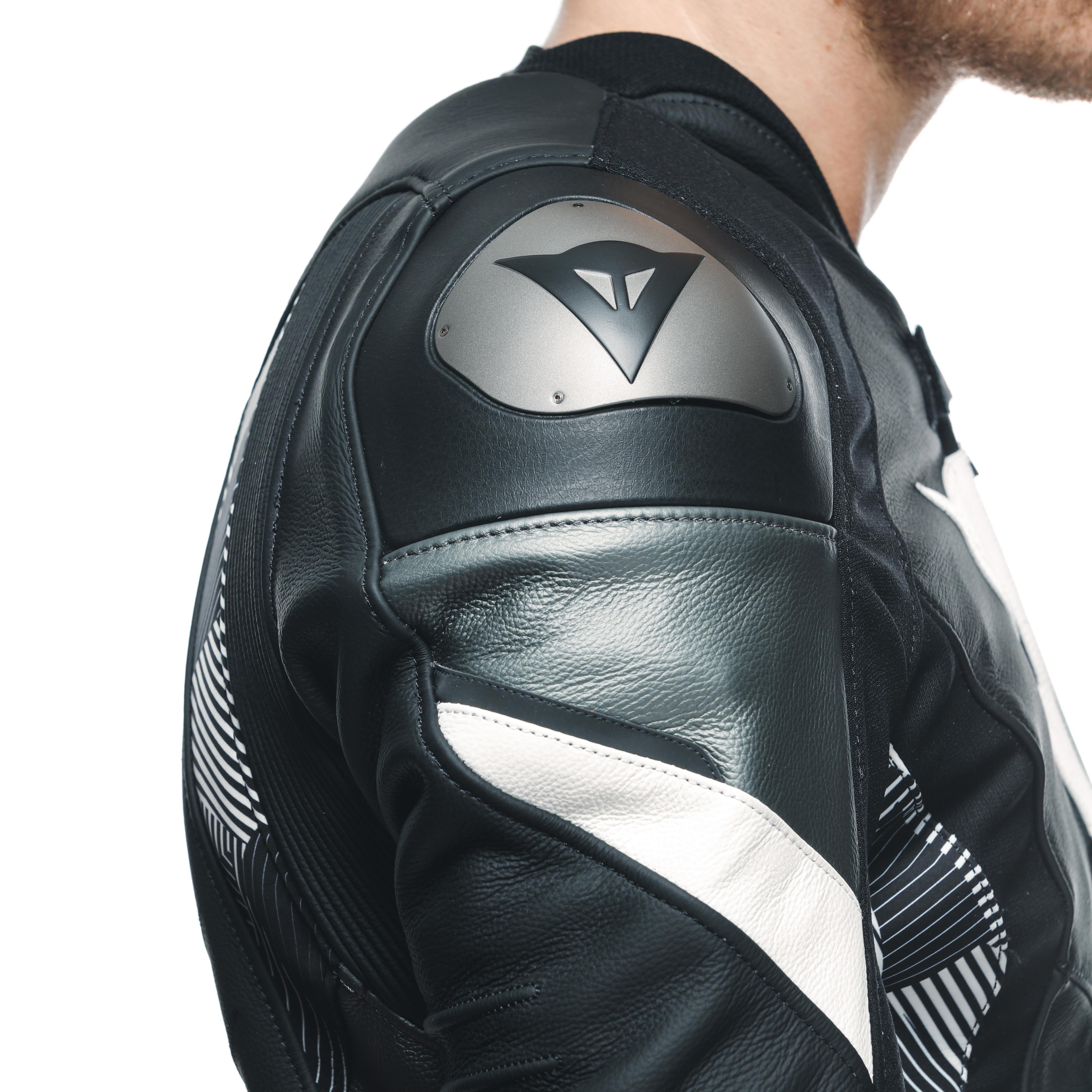 AVRO 5 - GIACCA MOTO IN PELLE UOMO - BLACK/WHITE/ANTHRACITE - 10
