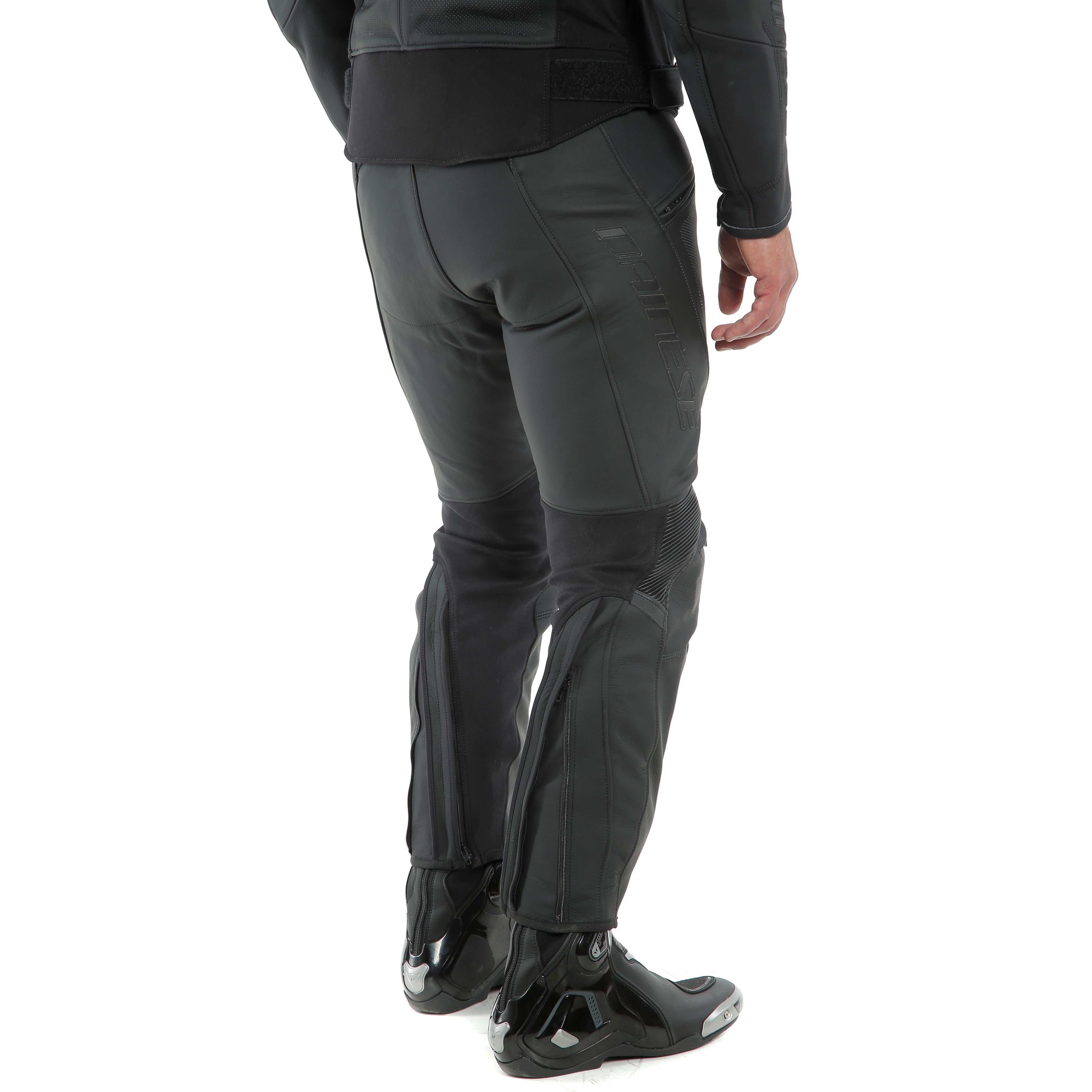 PONY 3 - MEN'S MOTORCYCLE PERFORATED LEATHER PANTS | BLACK-MATT