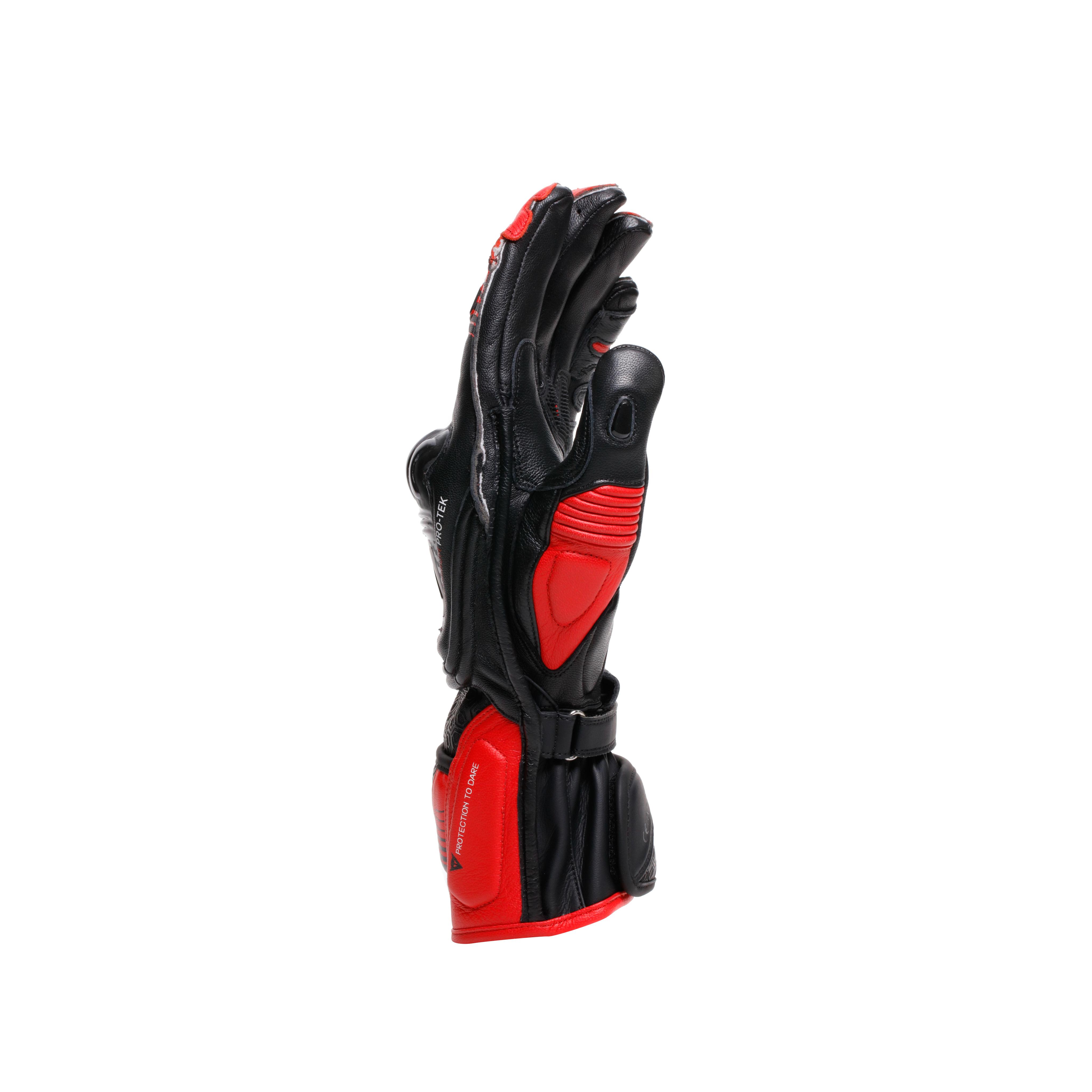 FIERO - LEATHER RACING MOTORCYCLE GLOVES - BLACK/RED-LAVA/WHITE - 2