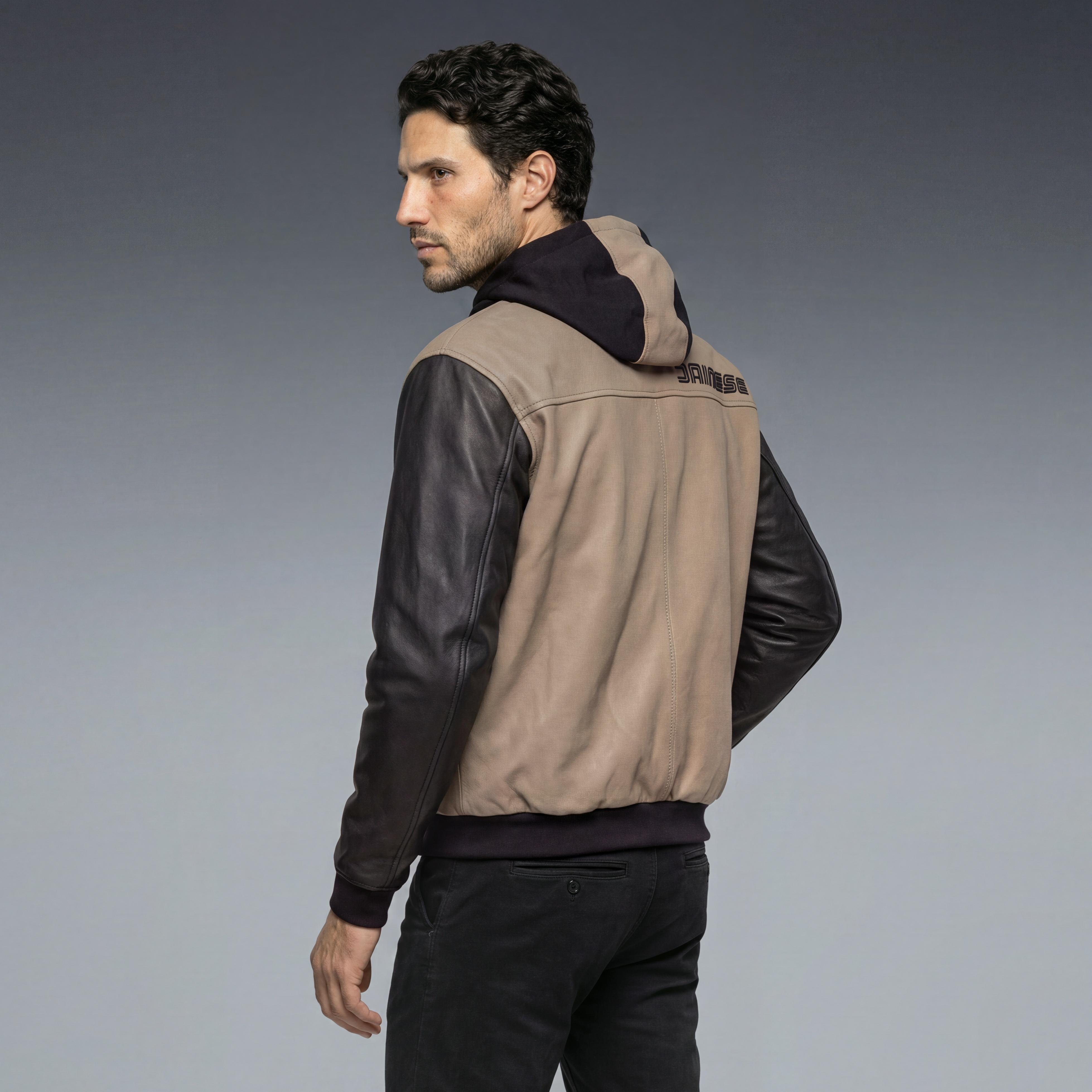 VINTEDGE - LEATHER MOTORCYCLE JACKET MEN - SAND/BLACK - 4