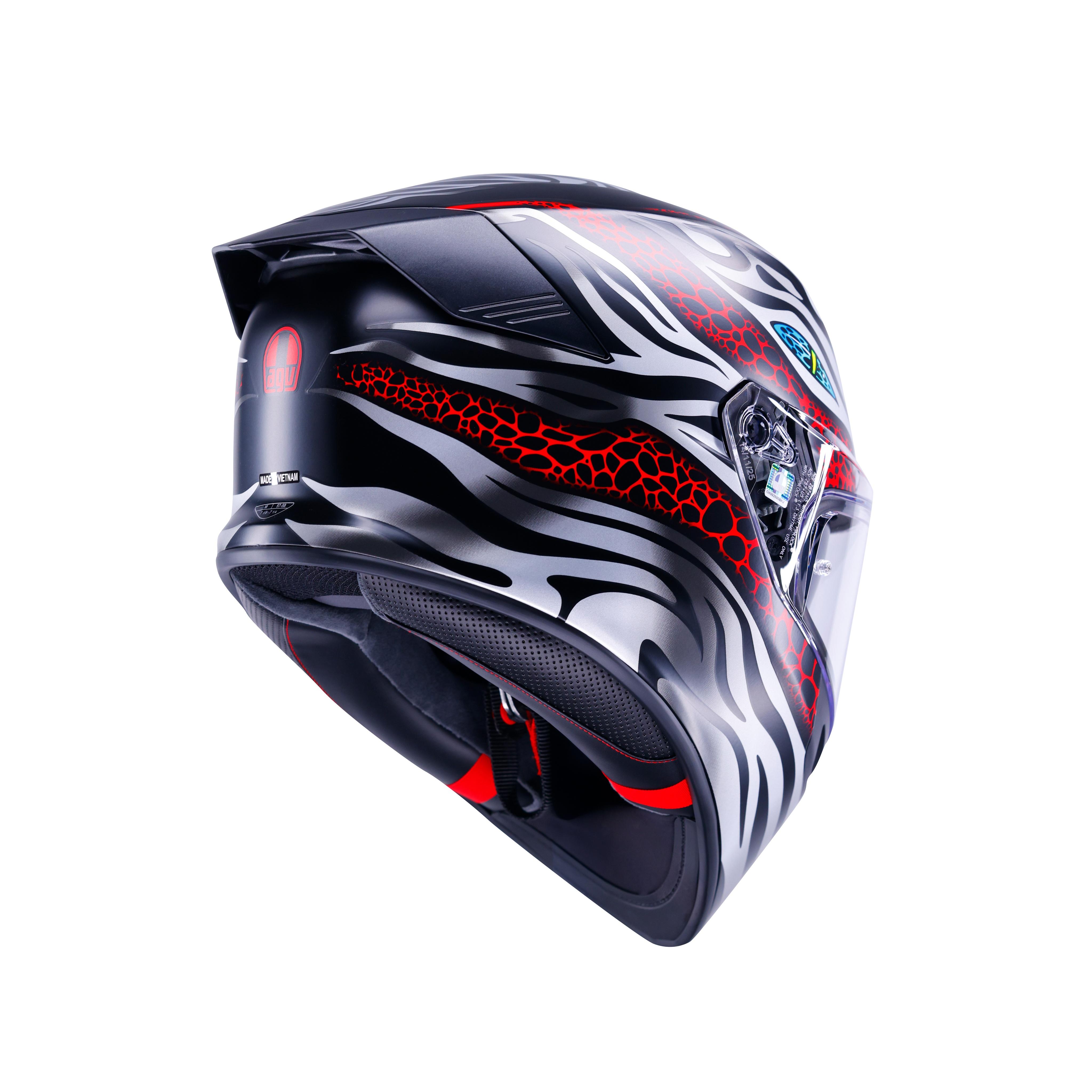 K5 VIVERNA MATT BLACK/GREY/RED - FULL-FACE MOTORCYCLE HELMET E2206 -  - 4