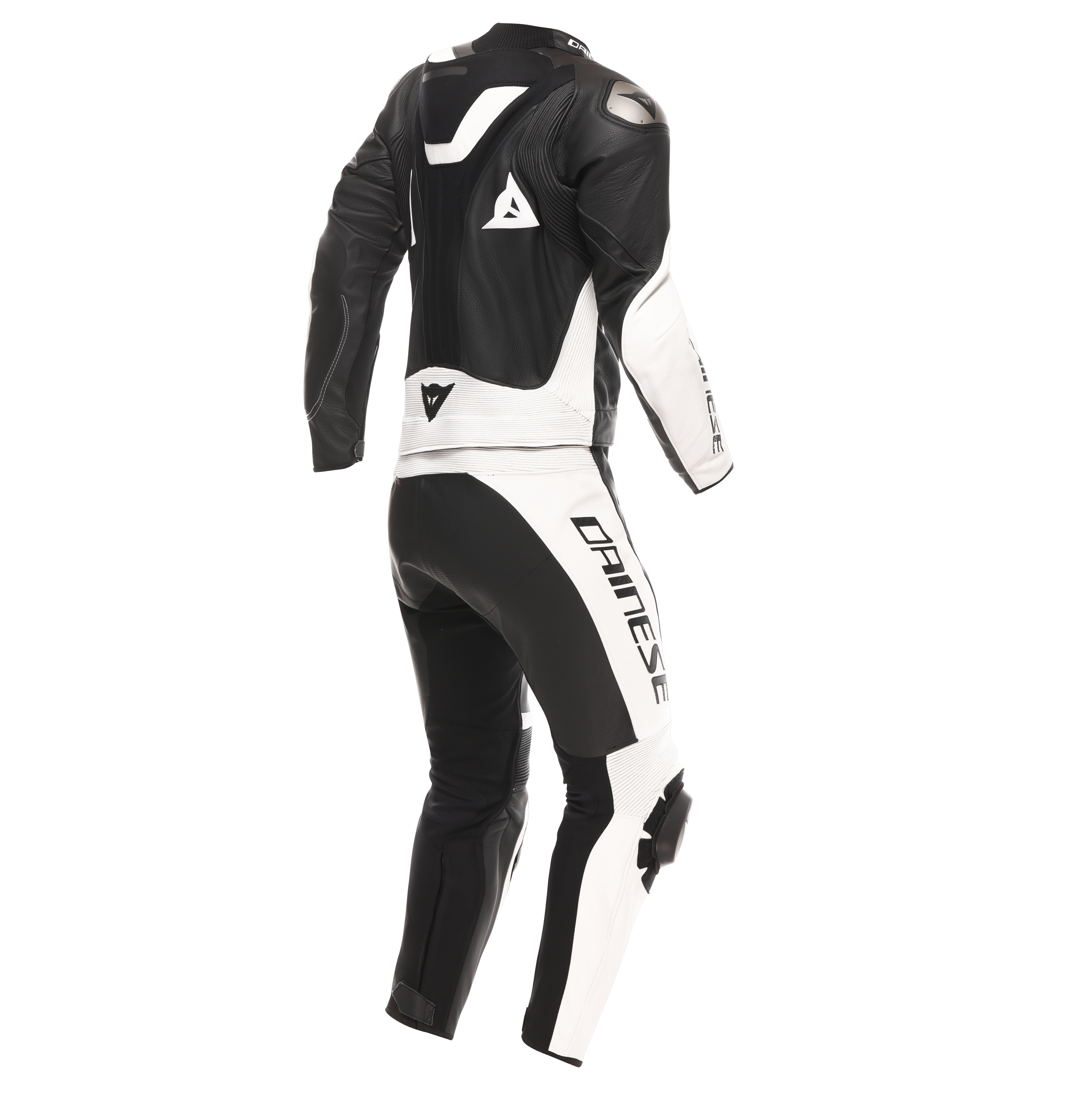DEMON SPRINT - TWO-PIECE MOTORCYCLE SUIT IN LEATHER MEN - BLACK/WHITE/WHITE - 2