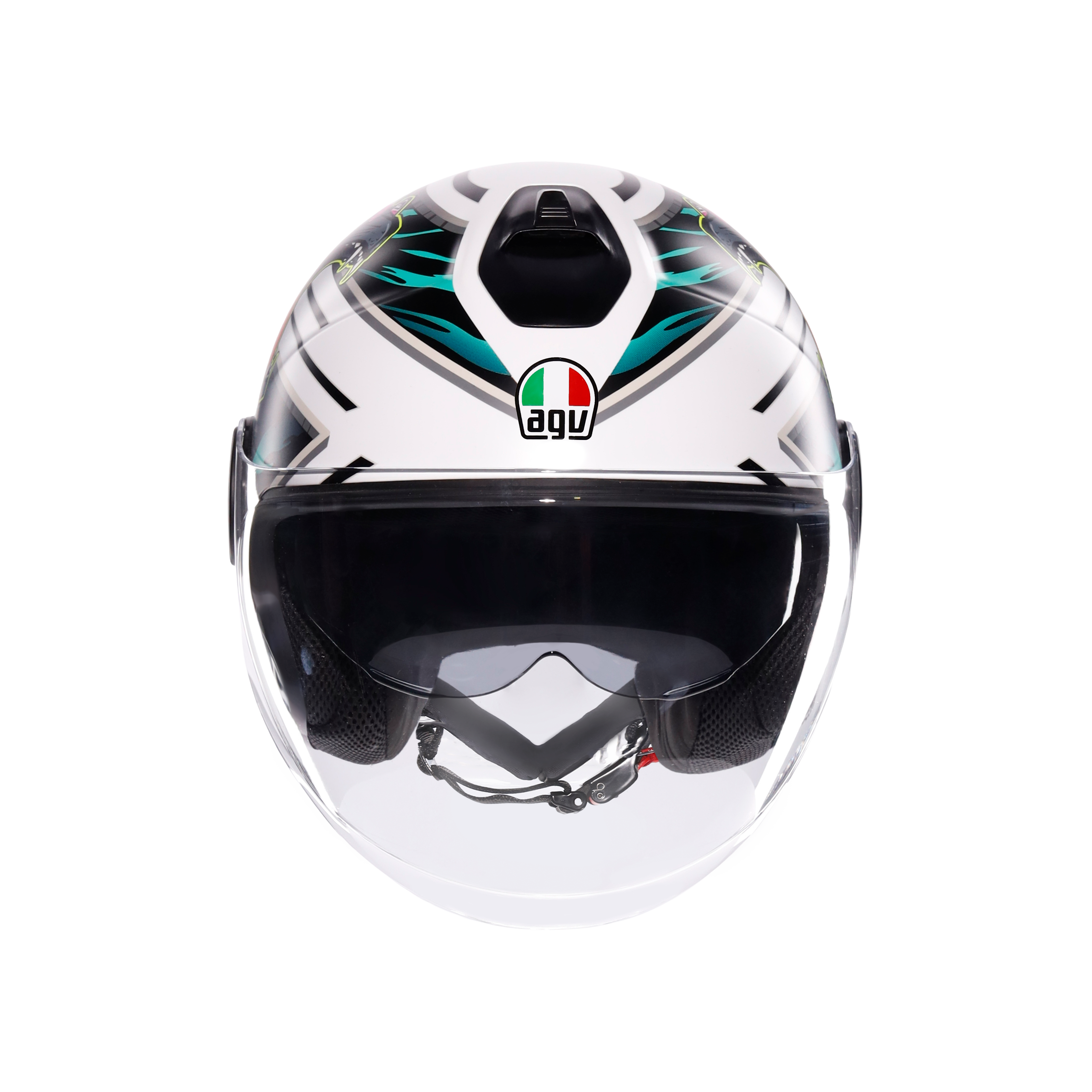 ETERES GHEPARD MATT WHITE/BLACK/GREEN - CASQUE MOTO JET E2206 -  - 7