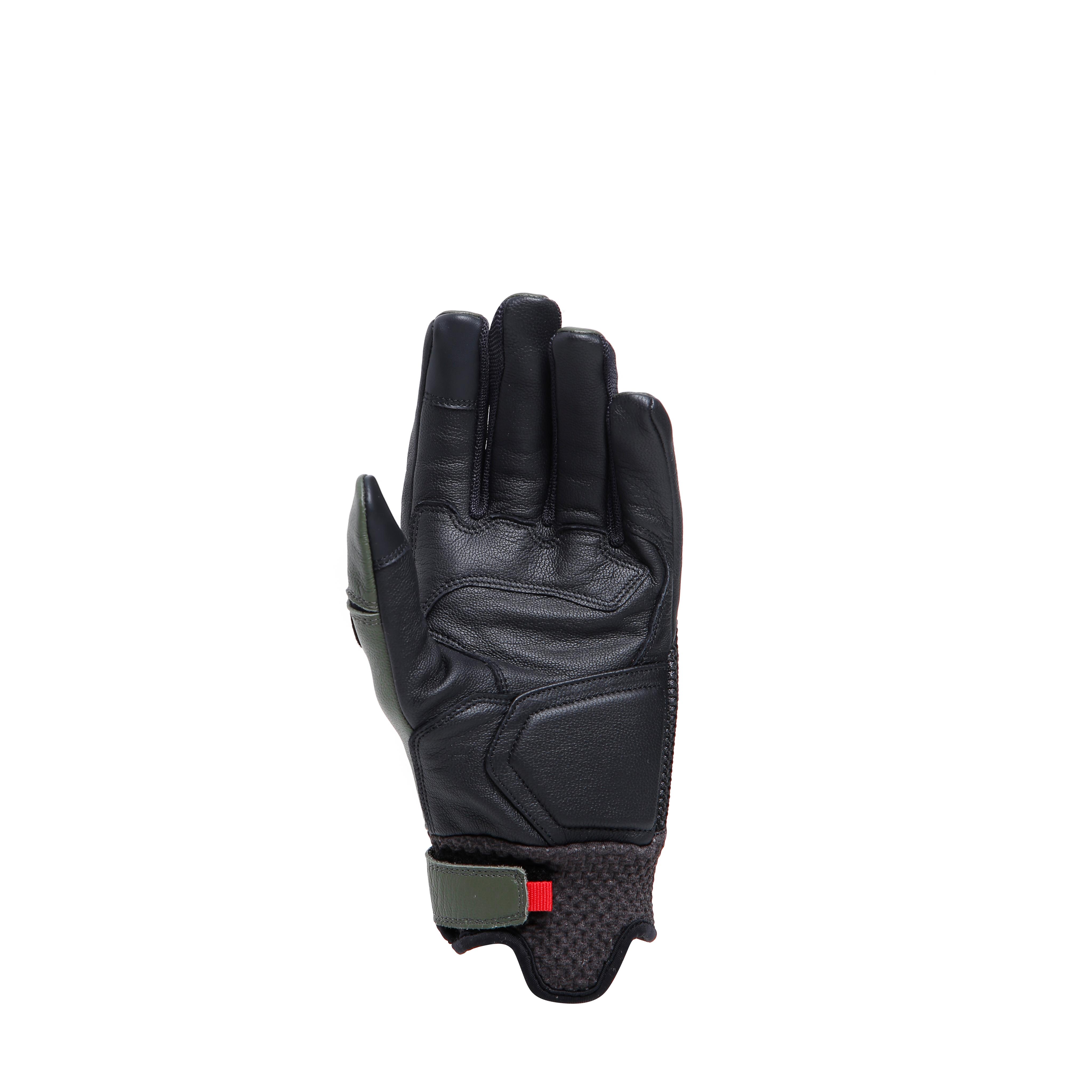 KARAKUM ERGO-TEK - MEN'S MOTORCYCLE TEXTILE GLOVES - BLACK/ARMY-GREEN - 3