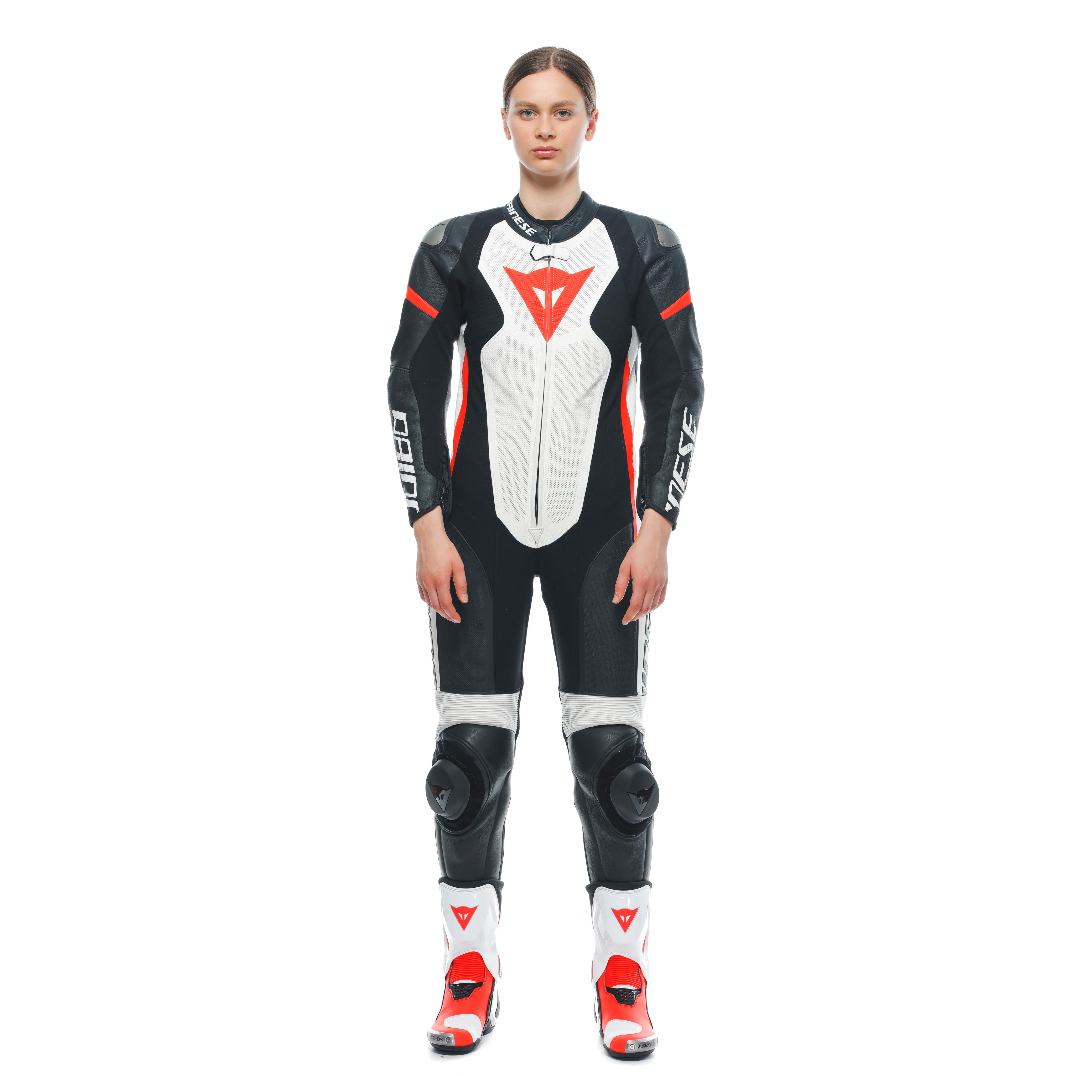 GROBNIK LADY LEATHER 1PC SUIT PERF - BLACK/WHITE/RED-FLUO - 6