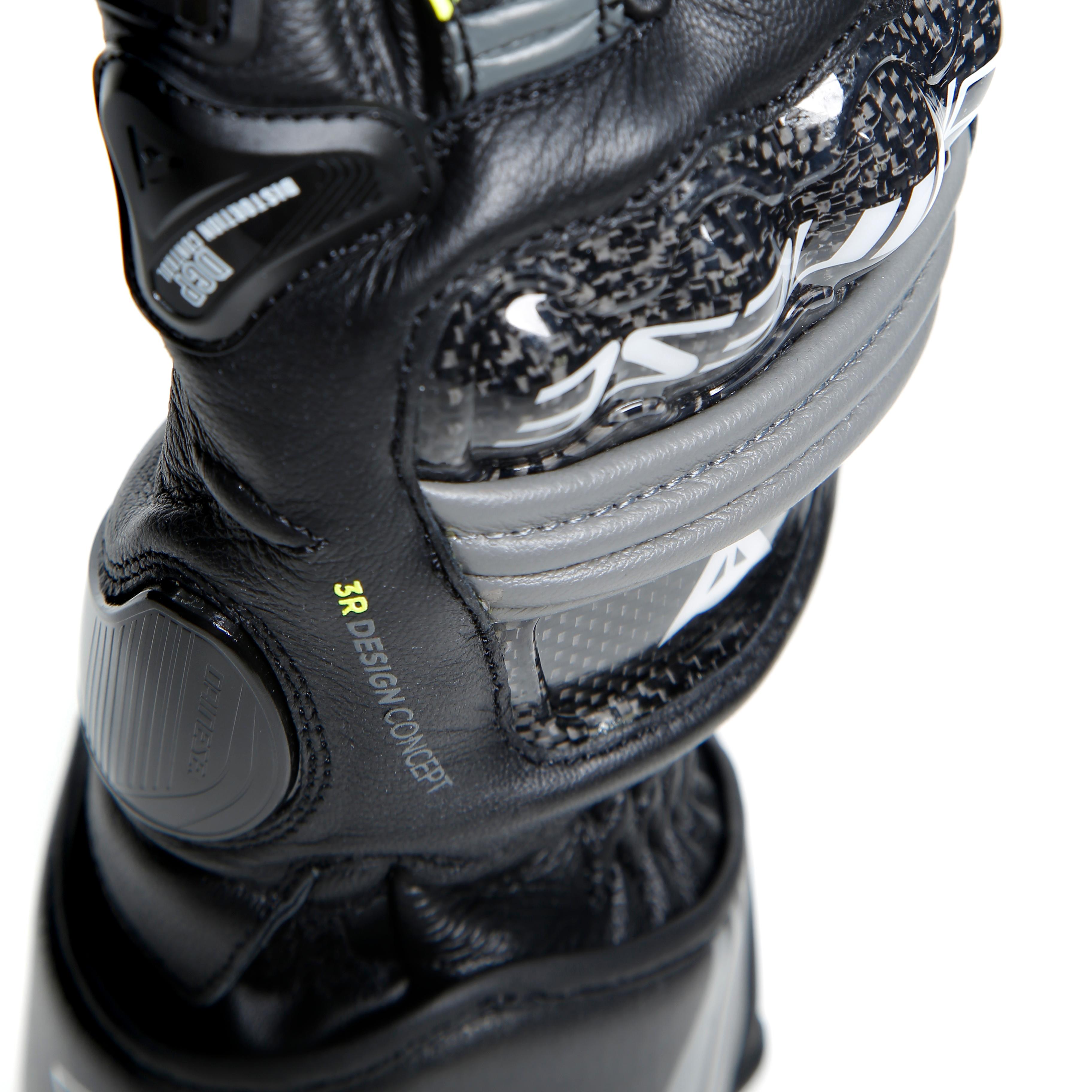 DRUID 4 LEATHER GLOVES - BLACK/CHARCOAL-GRAY/FLUO-YELLOW - 15