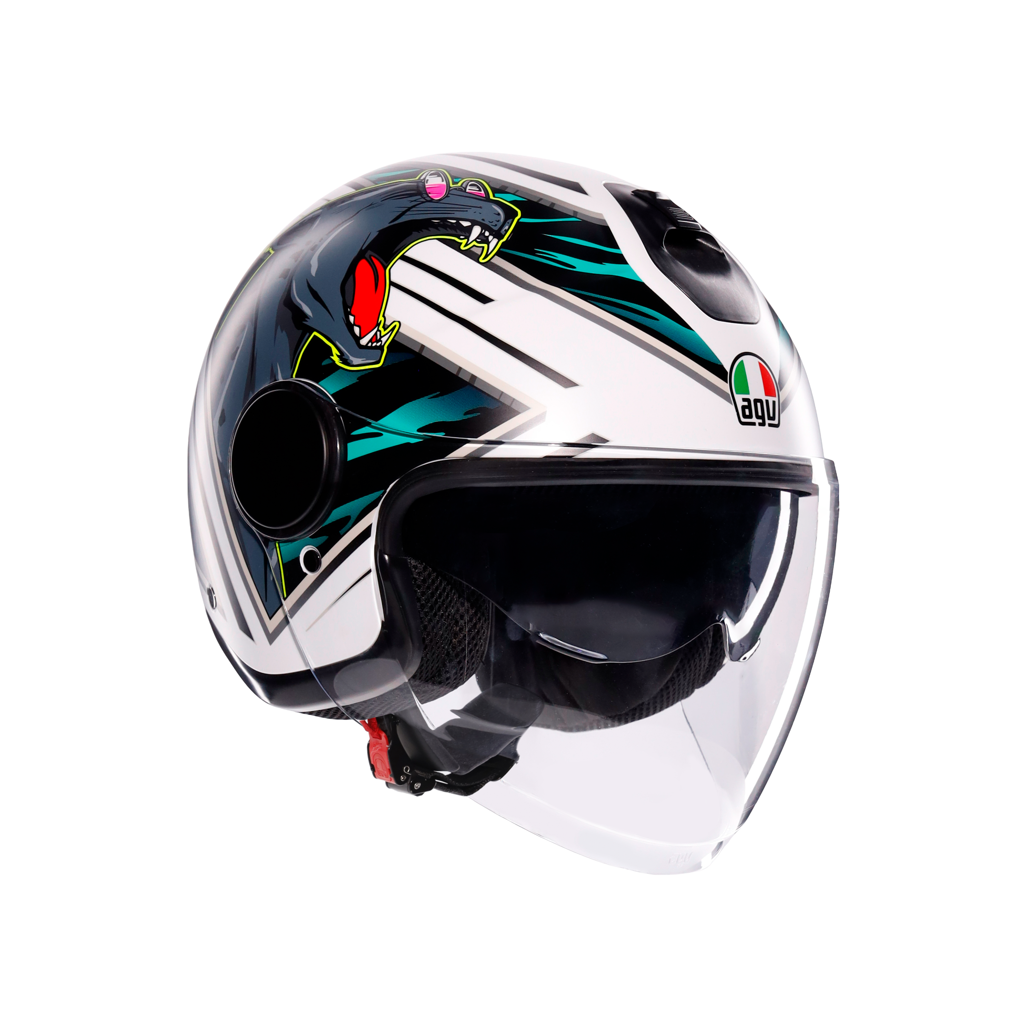 ETERES GHEPARD MATT WHITE/BLACK/GREEN - CASQUE MOTO JET E2206 -  - 6