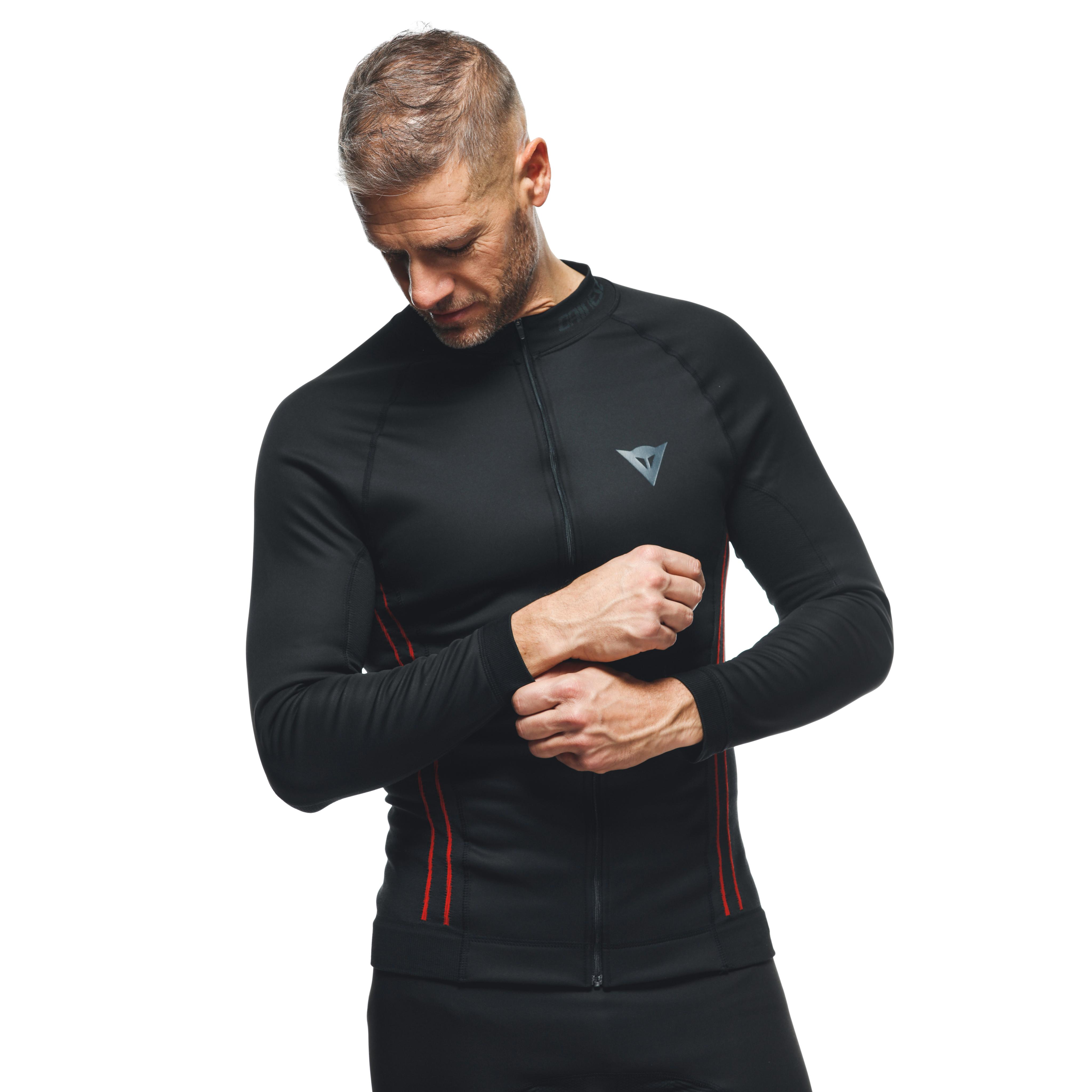 THERMAL MOTORCYCLE WINDPROOF LONG SLEEVE SHIRT MEN - MID LAYER WINTER - BLACK/RED - 7