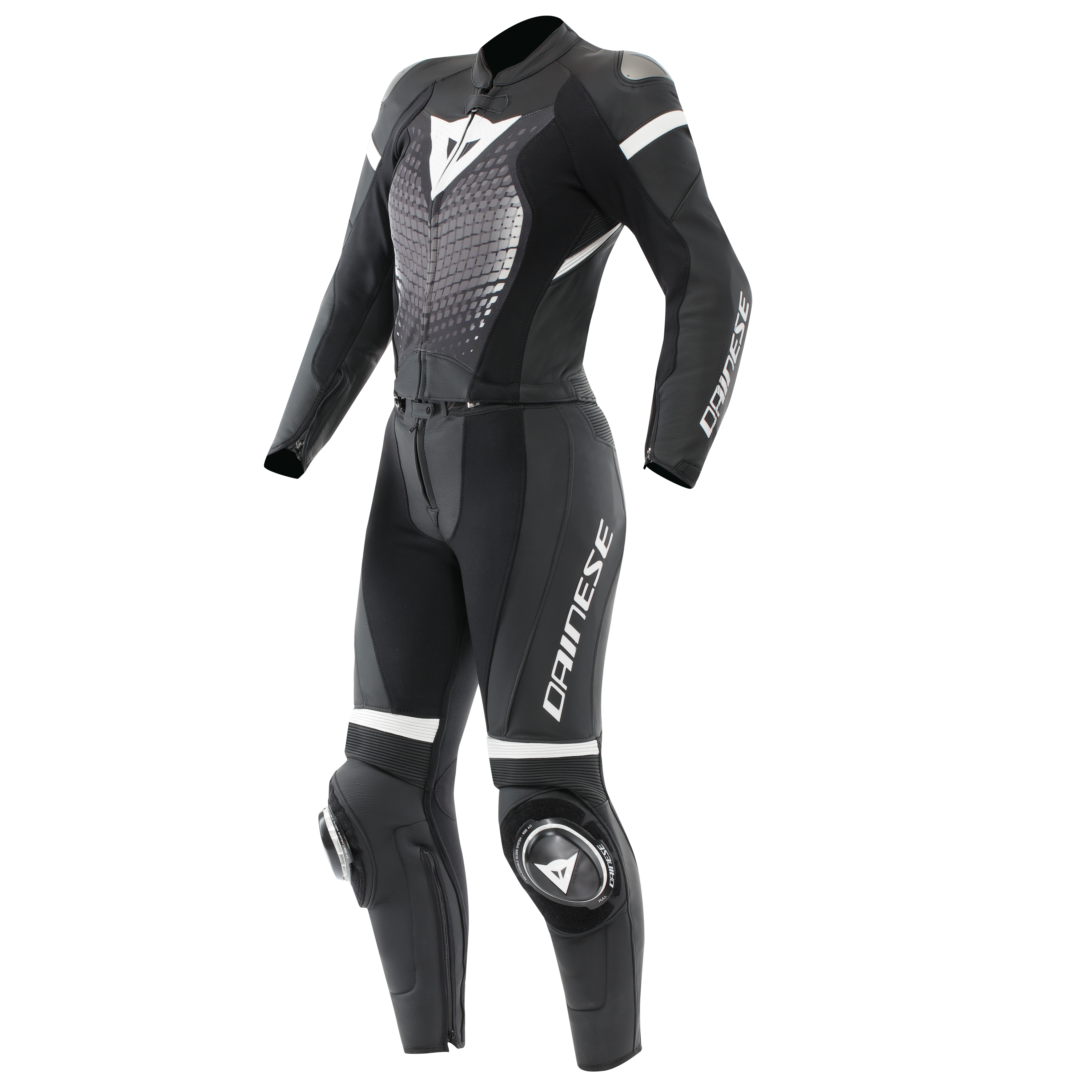 FULMINEA - WOMEN'S TWO-PIECE LEATHER SUIT SHORT/TALL FIT (S/T) - BLACK/WHITE - 1