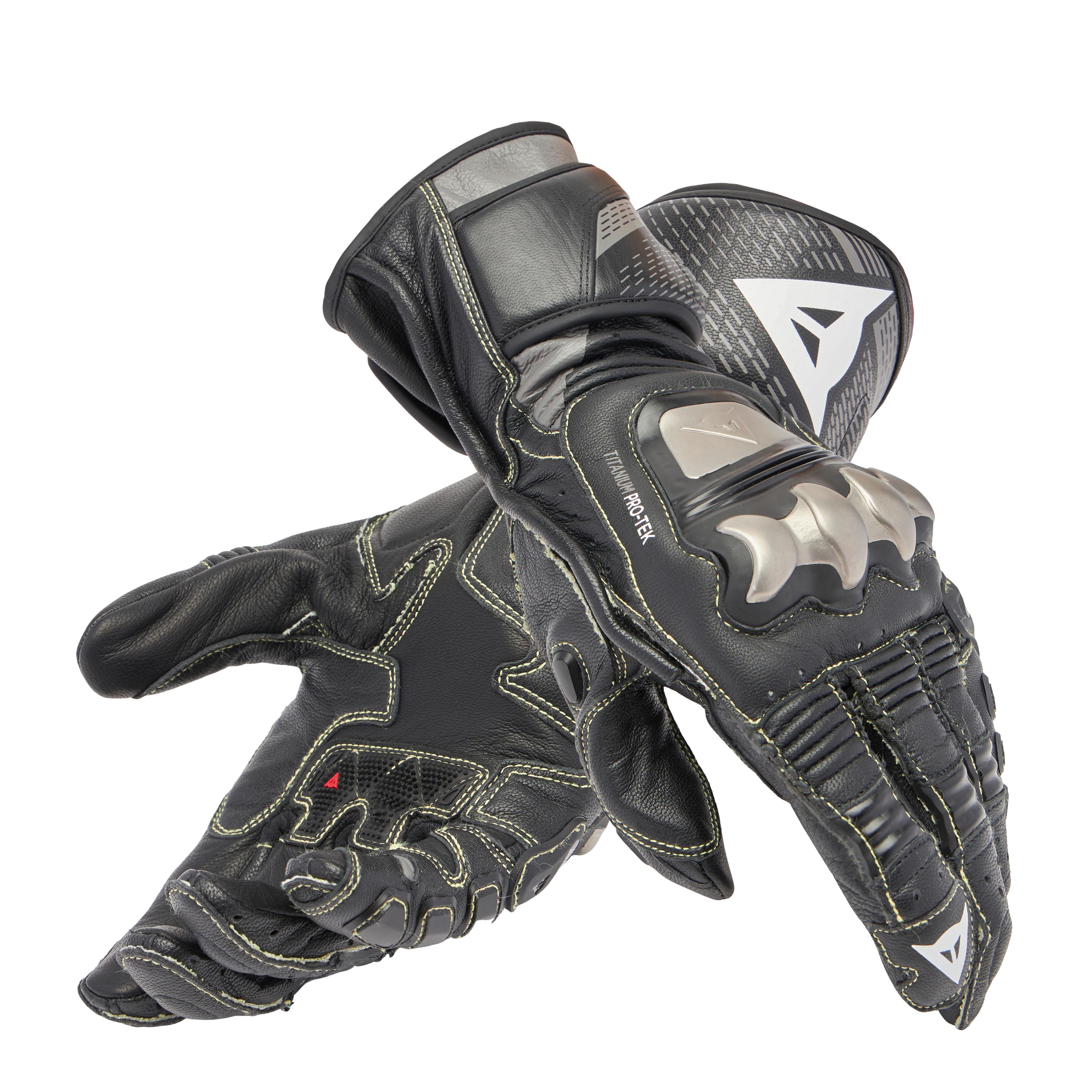 FULL METAL 7 - MEN'S MOTORCYCLE RACING LEATHER GLOVES - BLACK/BLACK - 5