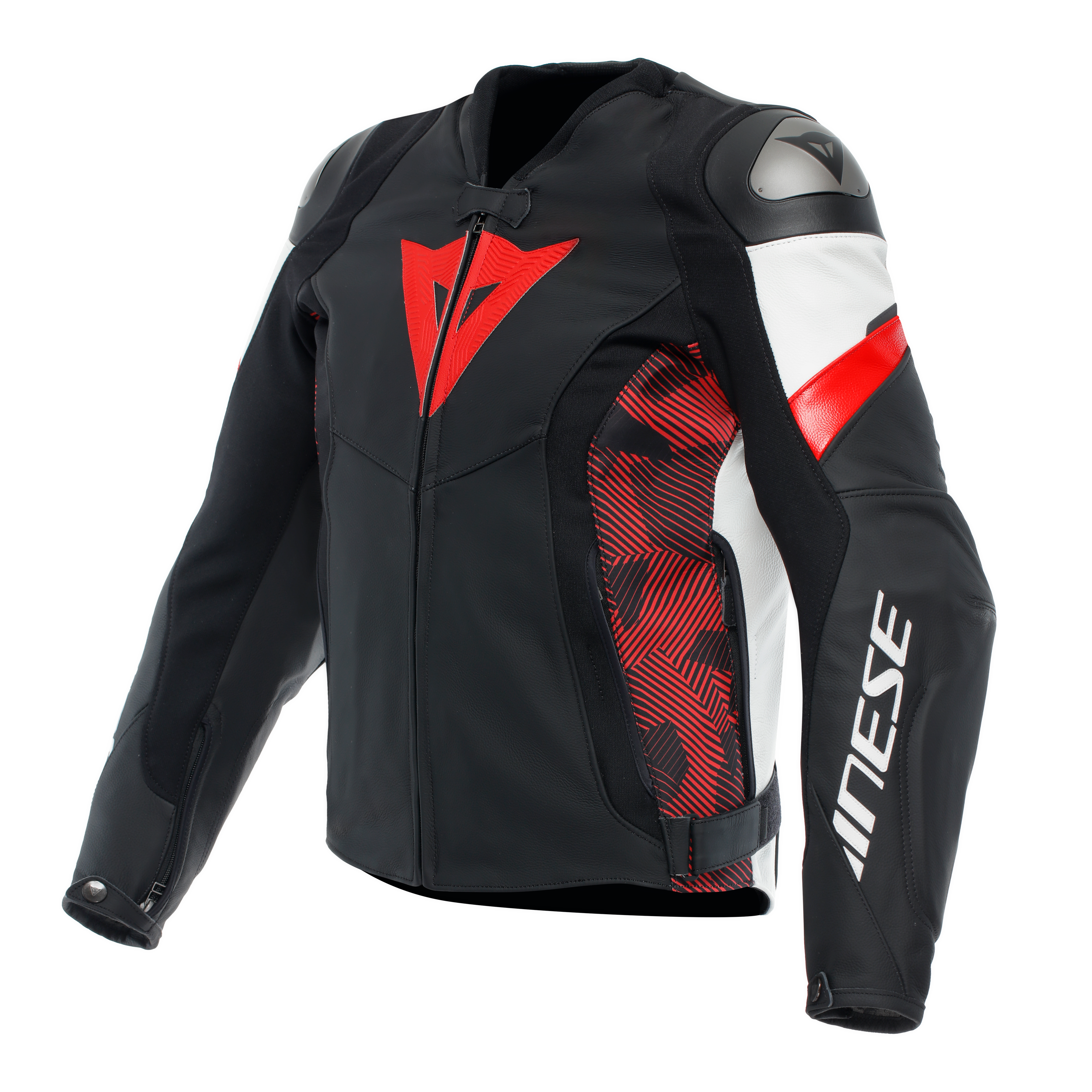 AVRO 5 - MEN'S MOTORCYCLE LEATHER JACKET - BLACK/RED-LAVA/WHITE - 1