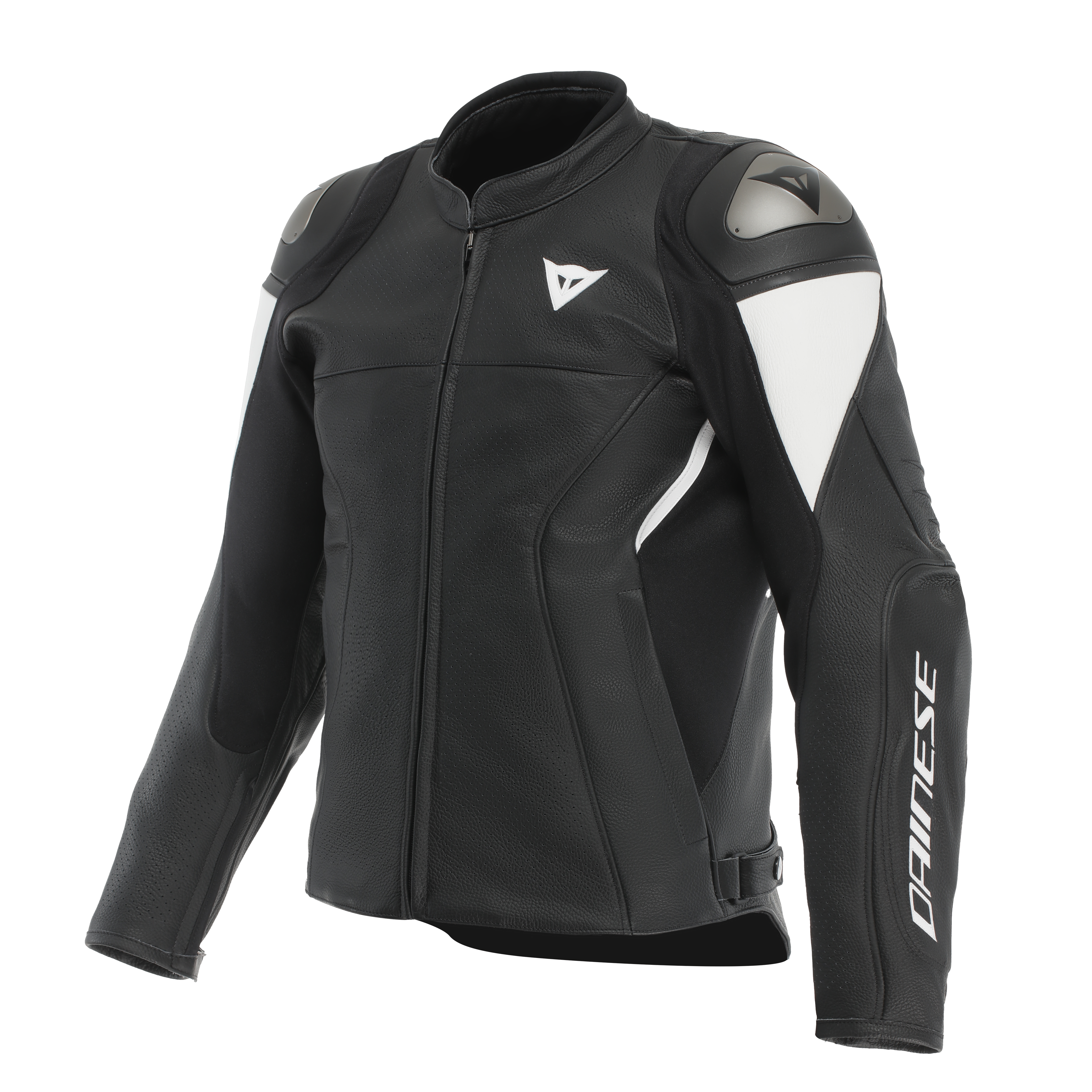 ESSENTIAL 2 - HERREN PERFORIERTE MOTORRADJACKE AUS LEDER - BLACK/BLACK/WHITE - 1
