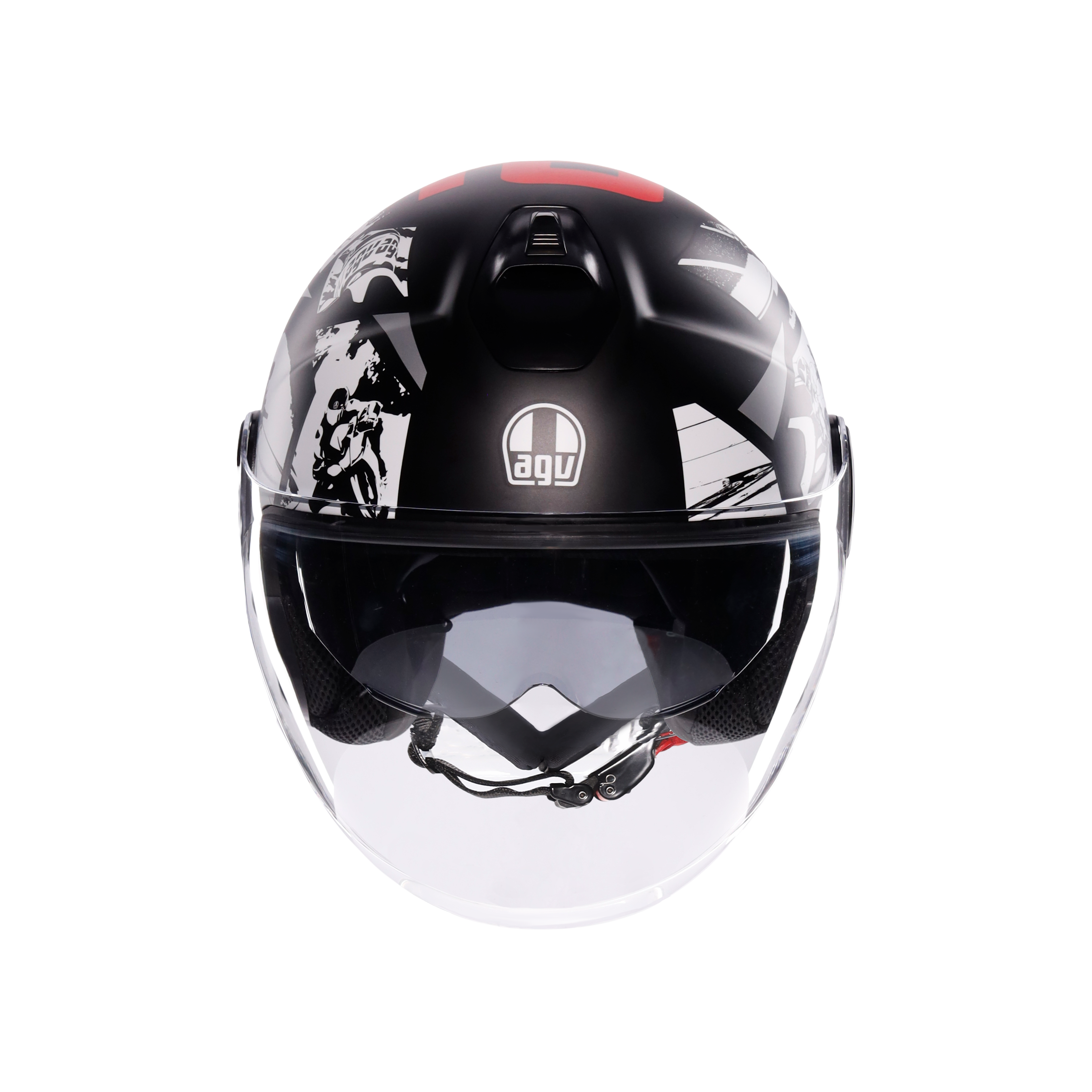 ETERES HISTORY MATT BLACK/WHITE/RED - CASQUE MOTO JET E2206 -  - 2