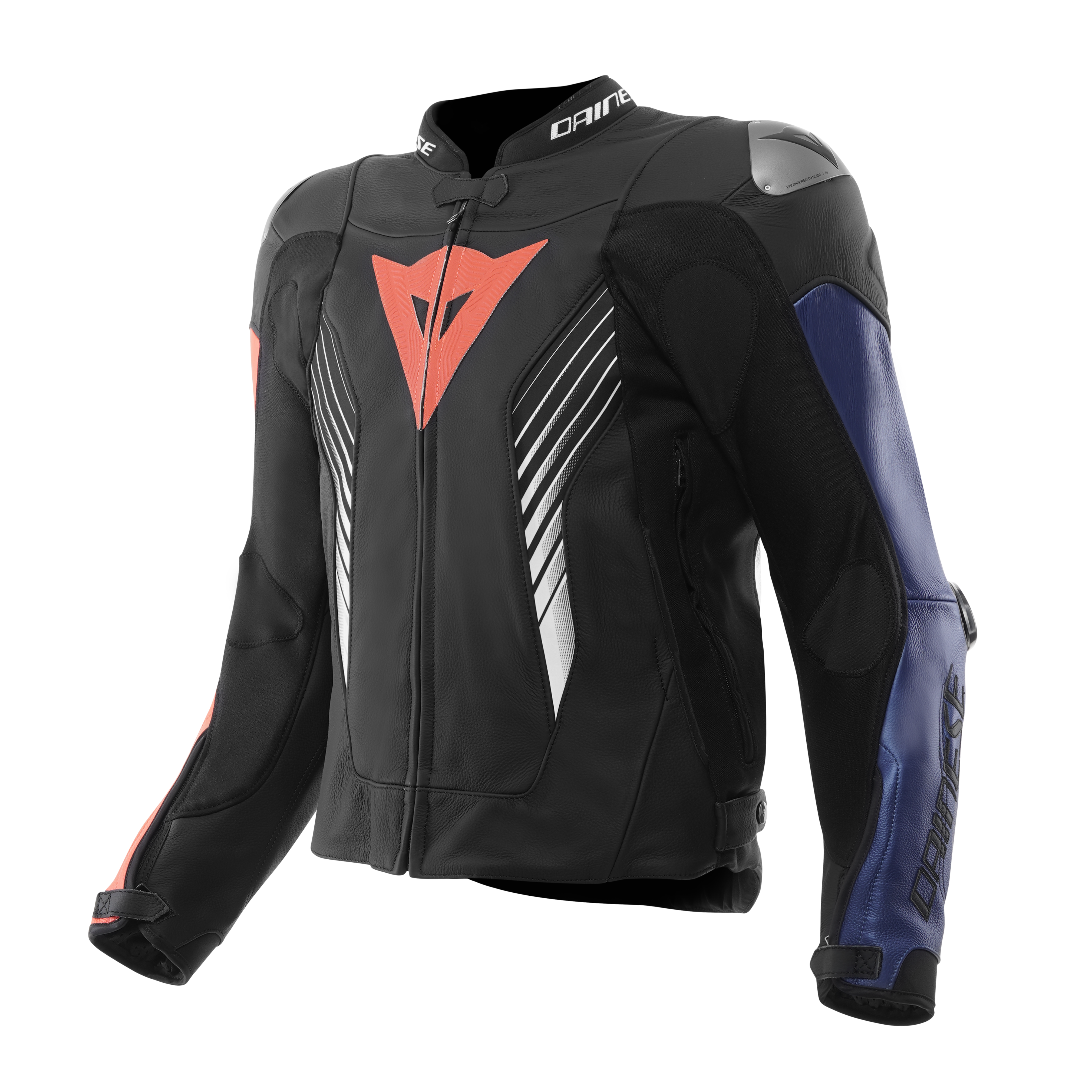 SUPER SPEED 5 LEATHER JACKET - BLACK/BLUE/FLUO RED - 1