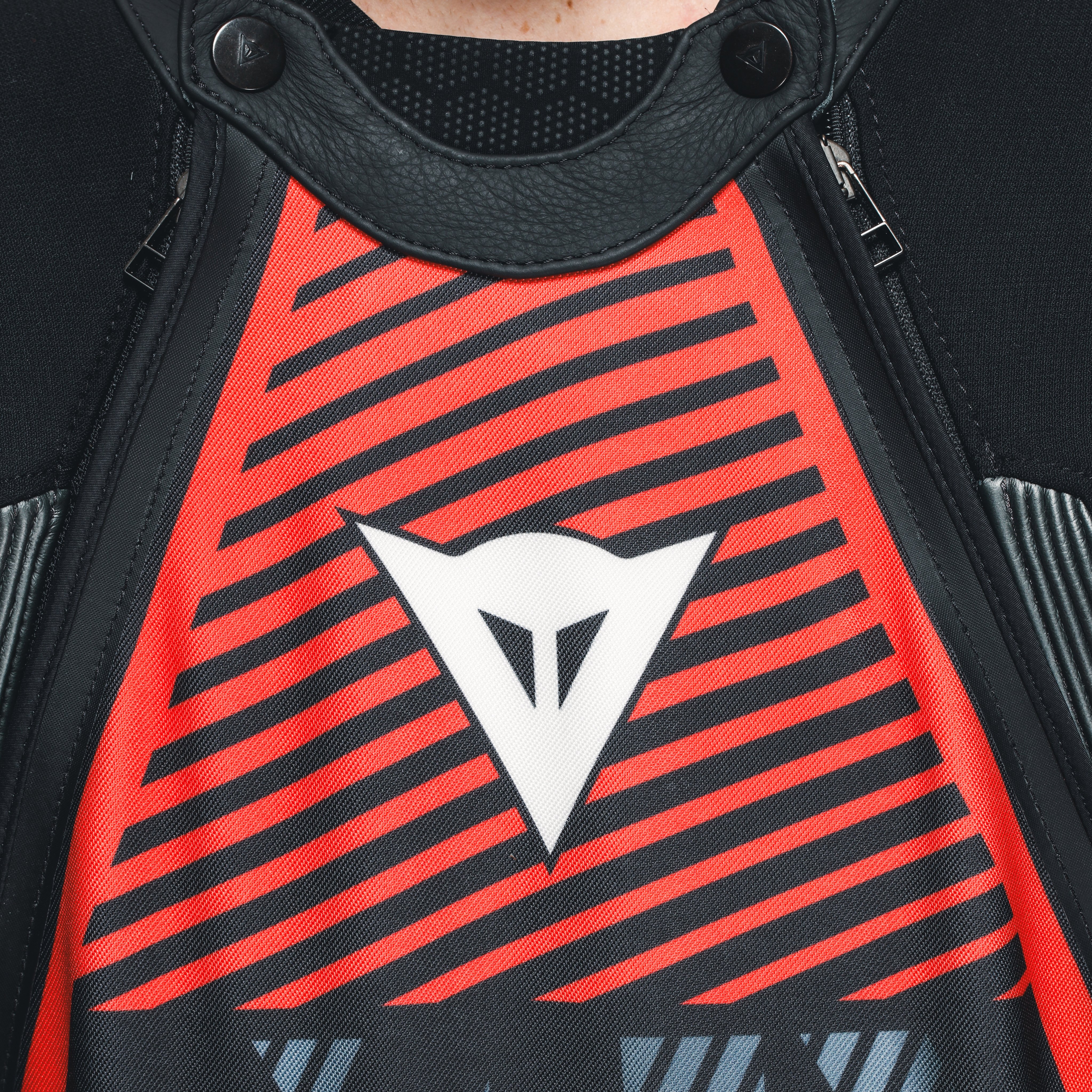 AUDAX D-ZIP - MEN'S 1-PIECE MOTORCYCLE PERFORATED LEATHER SUIT - BLACK/RED-FLUO/ANTHRACITE - 9
