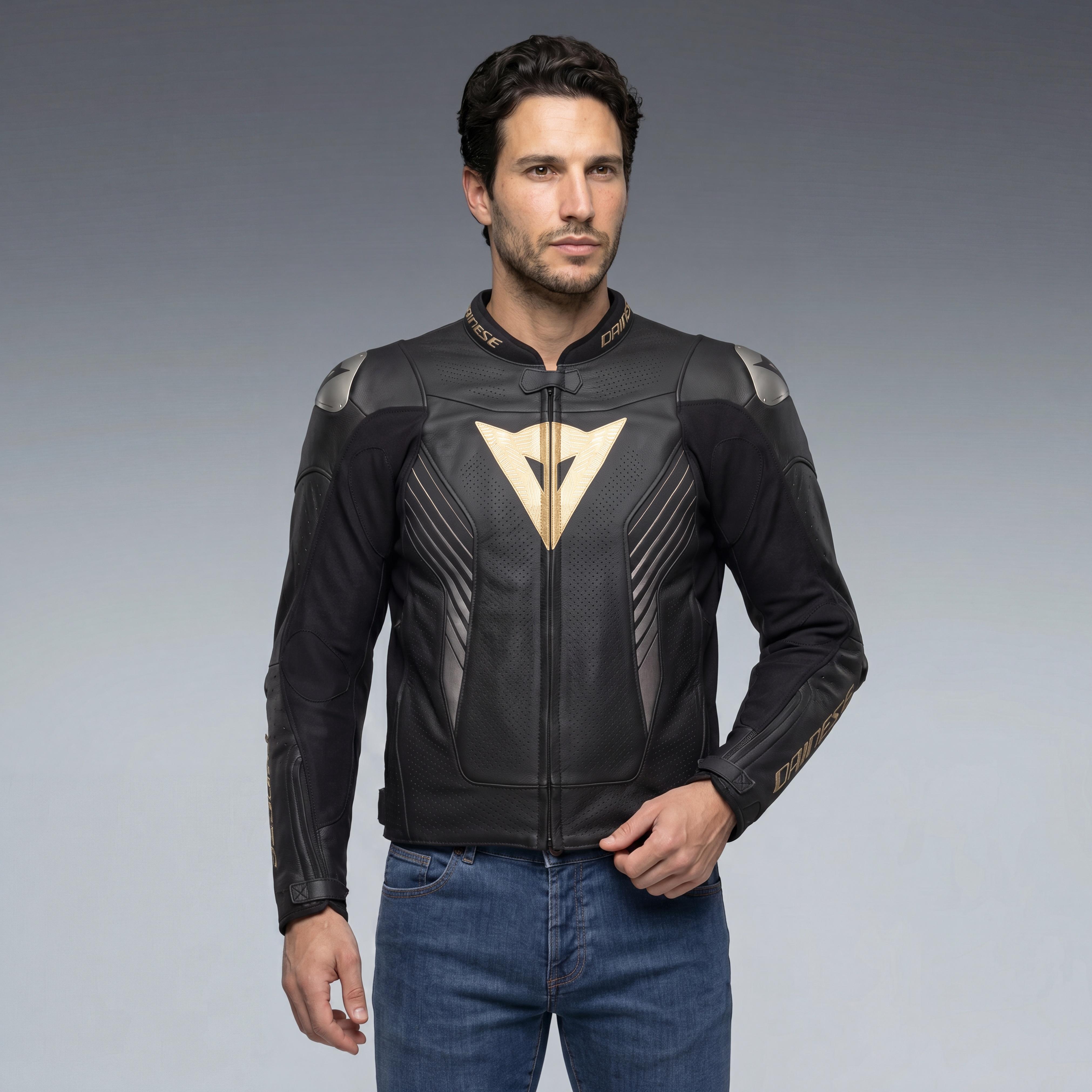 SUPER SPEED 5 LEATHER JACKET PERF. - BLACK/BLACK/GOLD - 3