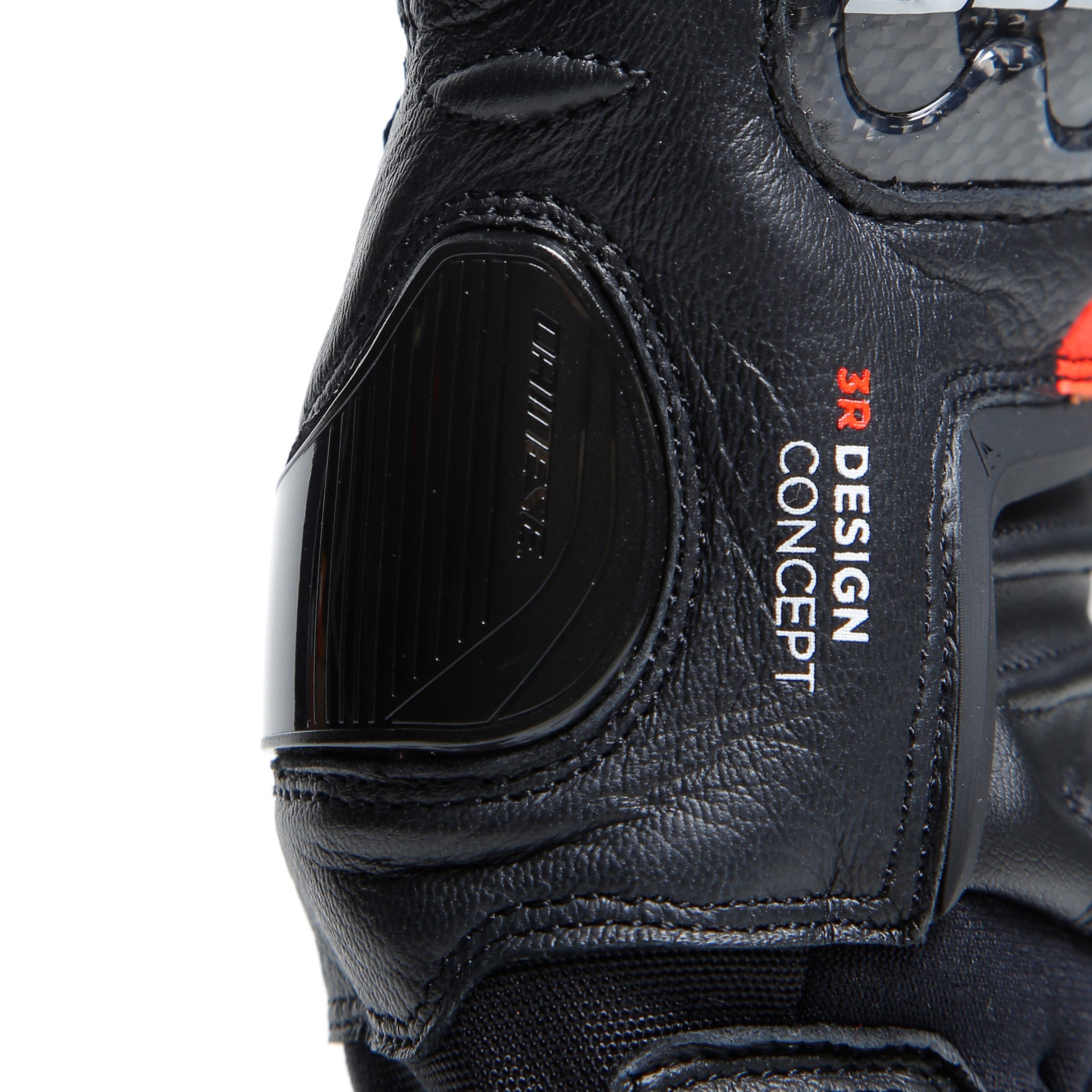 CARBON 4 - MEN'S MOTORCYCLE SHORT LEATHER GLOVES | BLACK/FLUO-RED