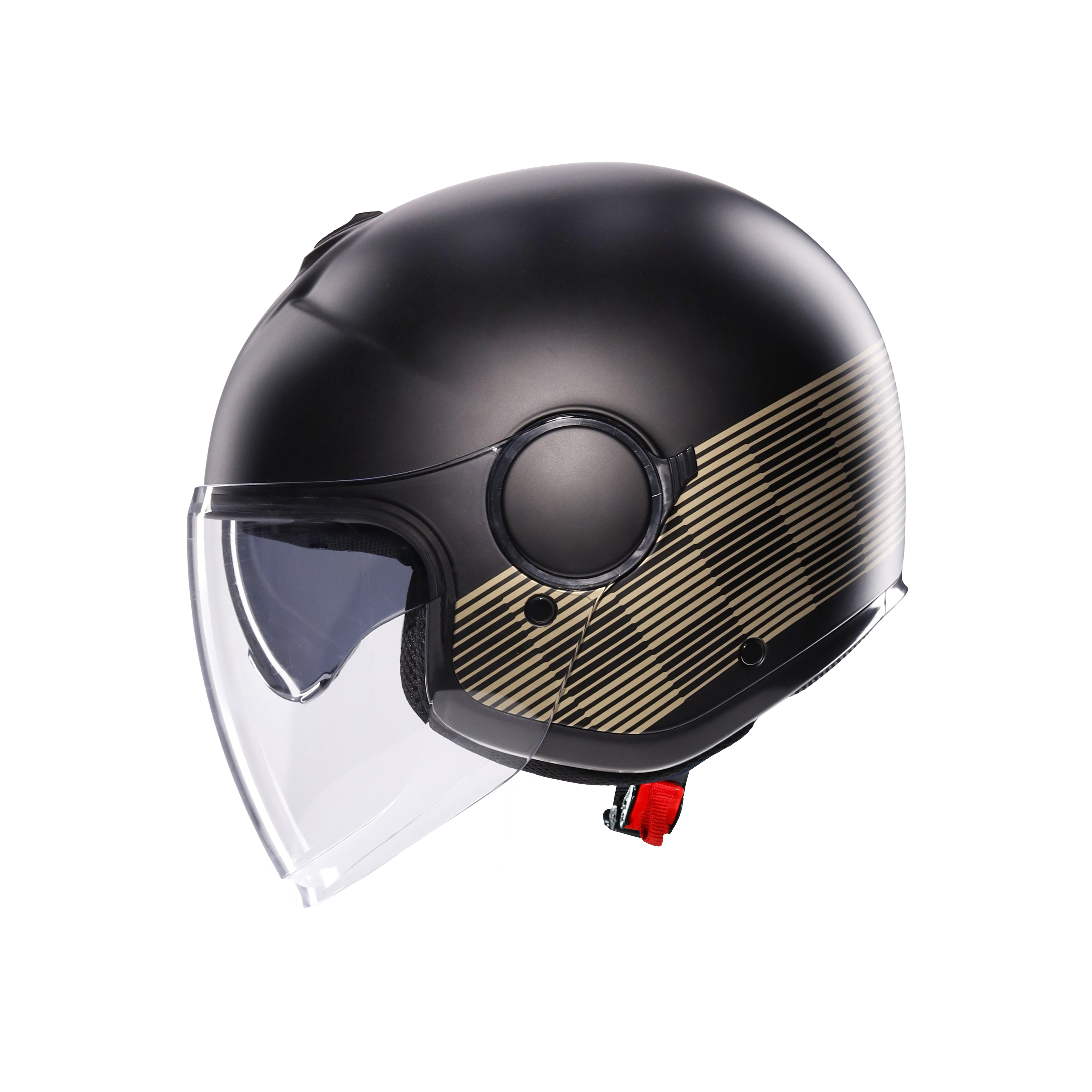 ETERES PONZA MATT BLACK/GOLD - MOTORBIKE OPEN FACE HELMET E2206 -  - 4