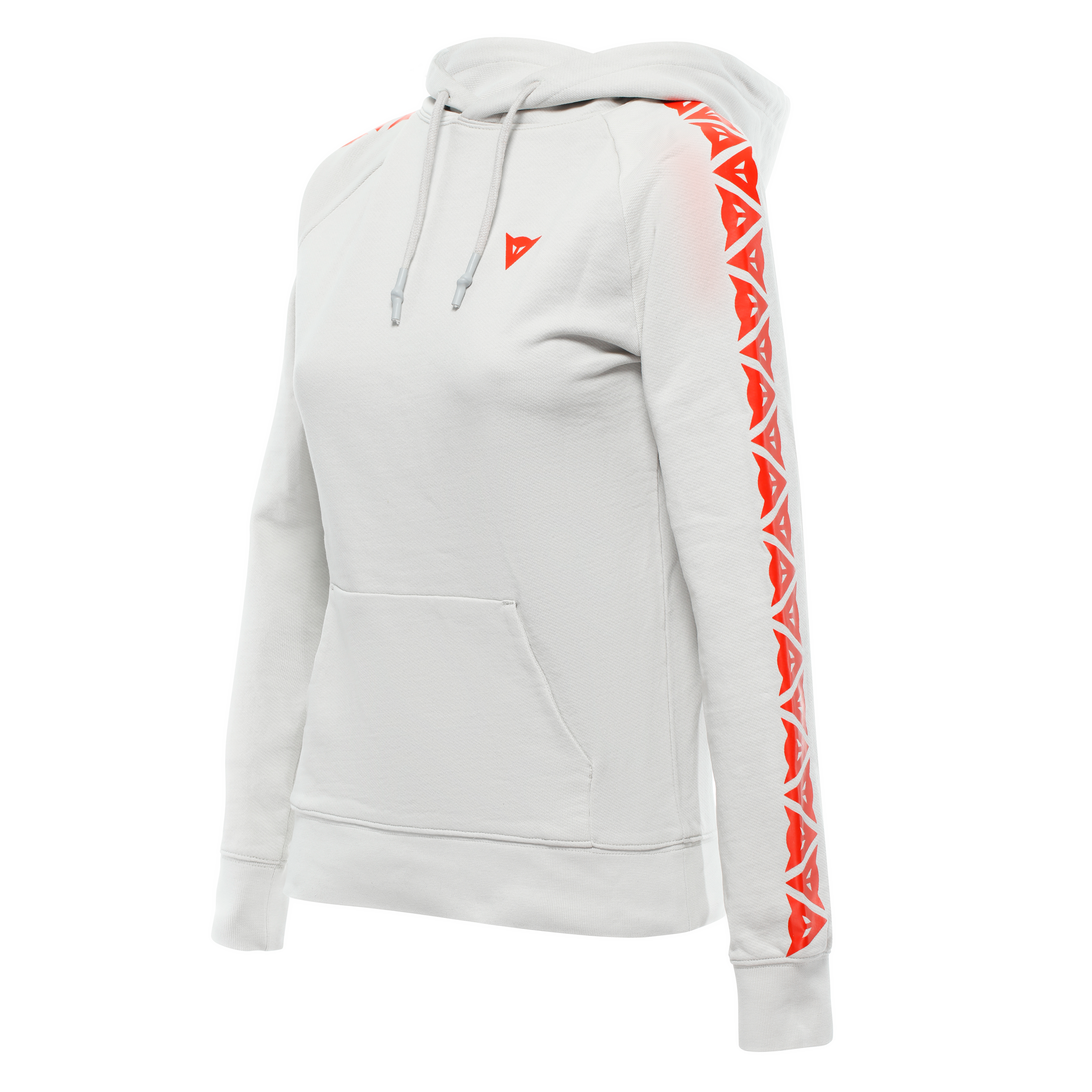 DAINESE STRIPES - WOMEN'S HOODIE - LIGHT-GRAY/FLUO-RED - 1