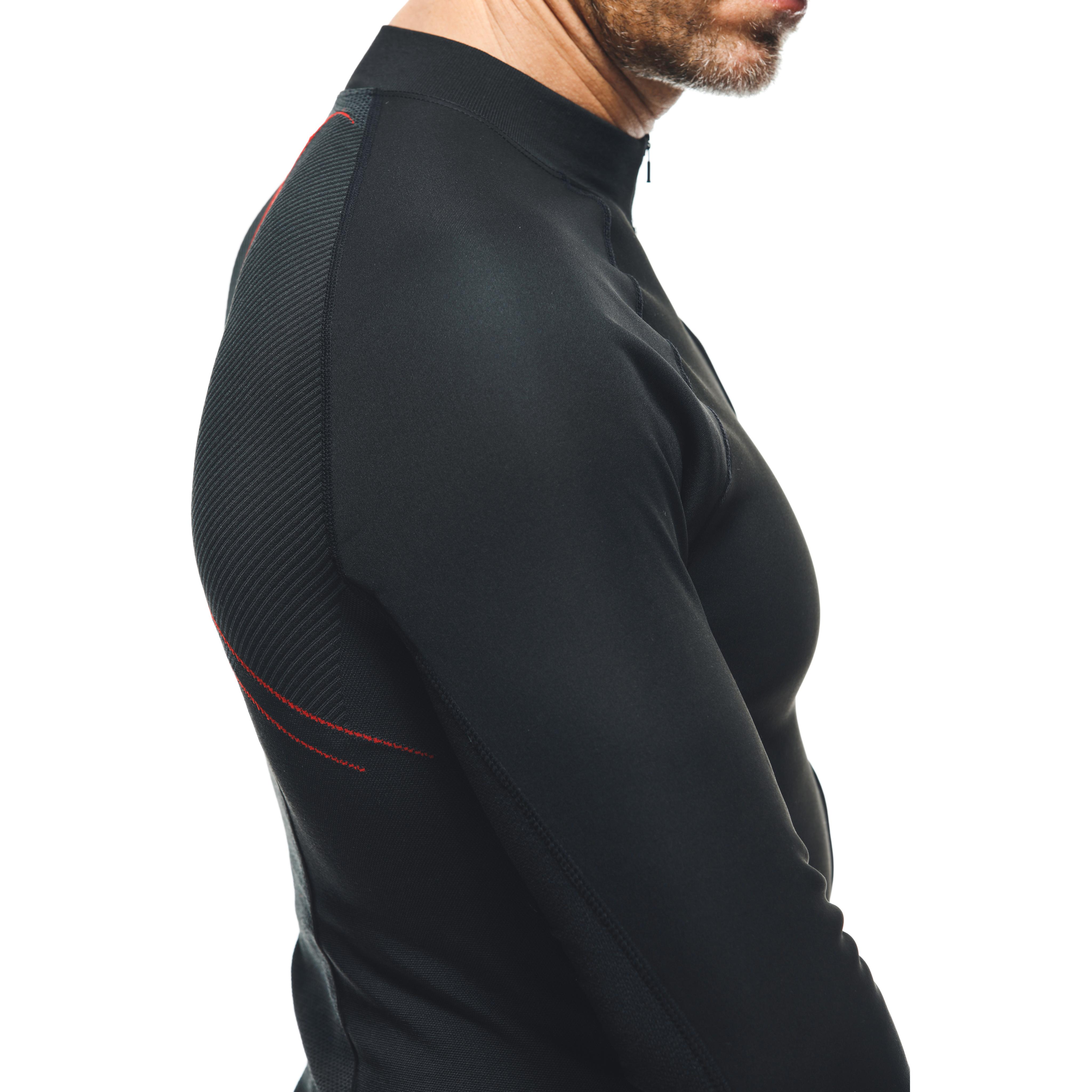THERMAL MOTORCYCLE WINDPROOF LONG SLEEVE SHIRT MEN - MID LAYER WINTER - BLACK/RED - 10