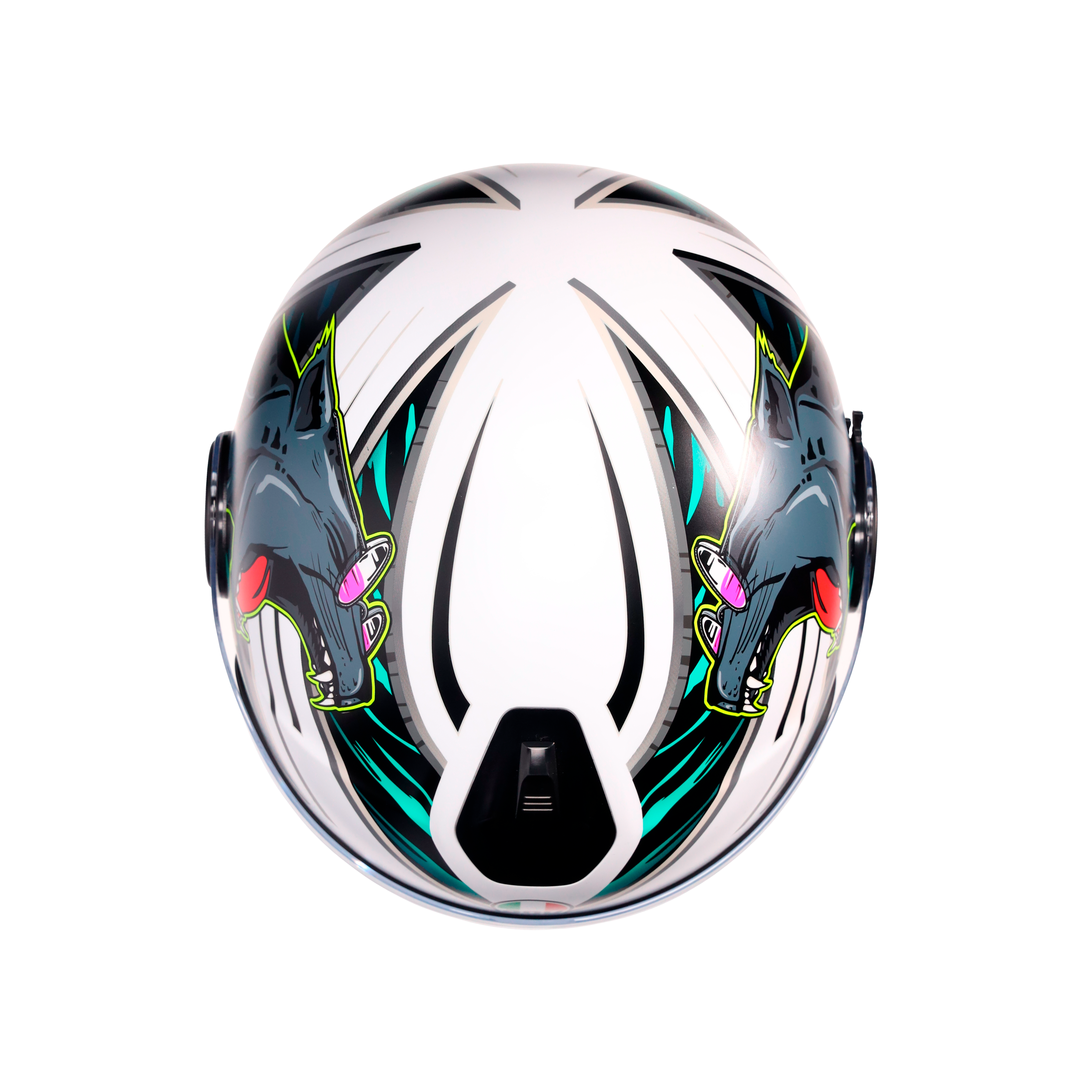 ETERES GHEPARD MATT WHITE/BLACK/GREEN - CASQUE MOTO JET E2206 -  - 5