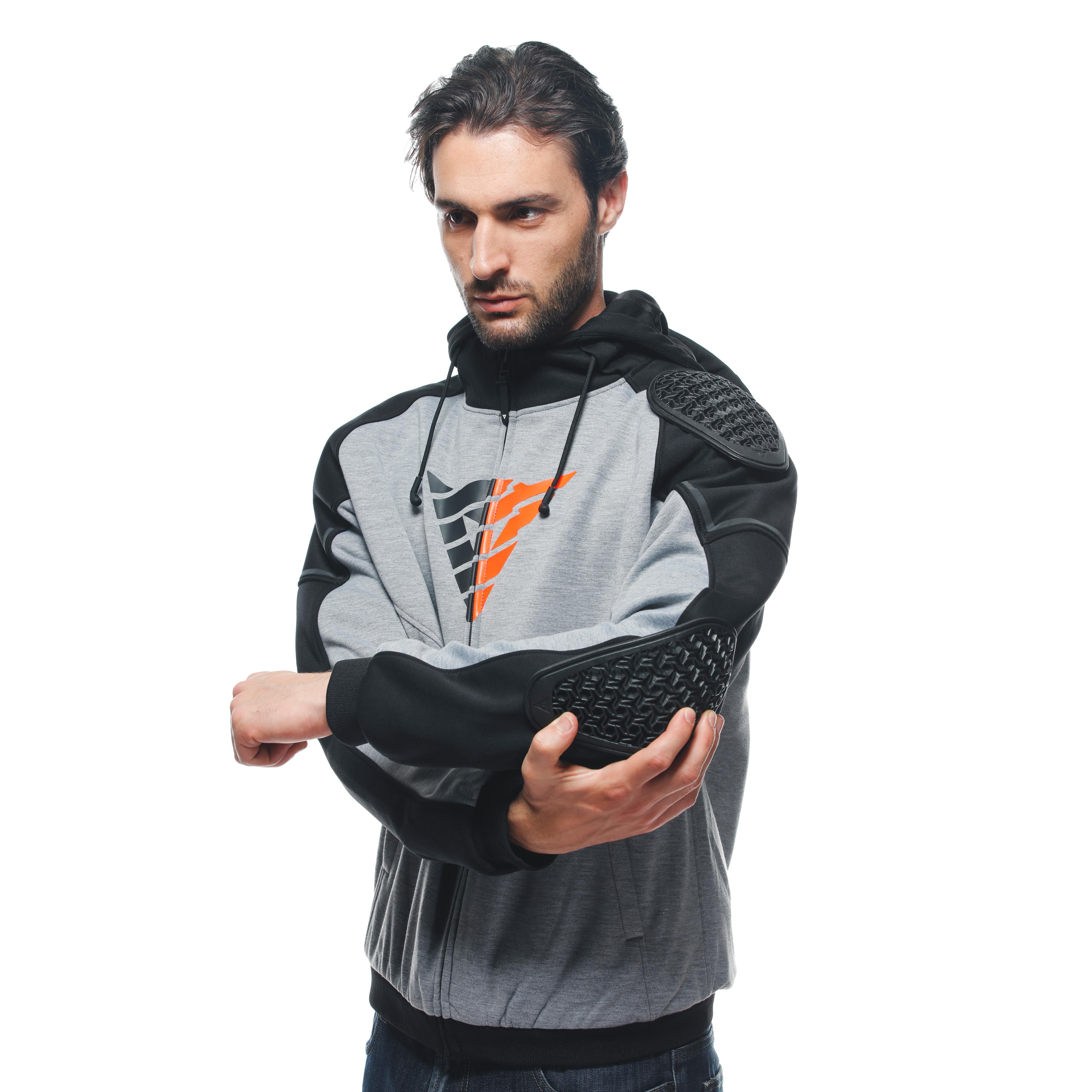 DAEMON-X SAFETY HOODIE - GIACCA MOTO IN TESSUTO UOMO - MELANGE-GRAY/BLACK/RED-FLUO - 16