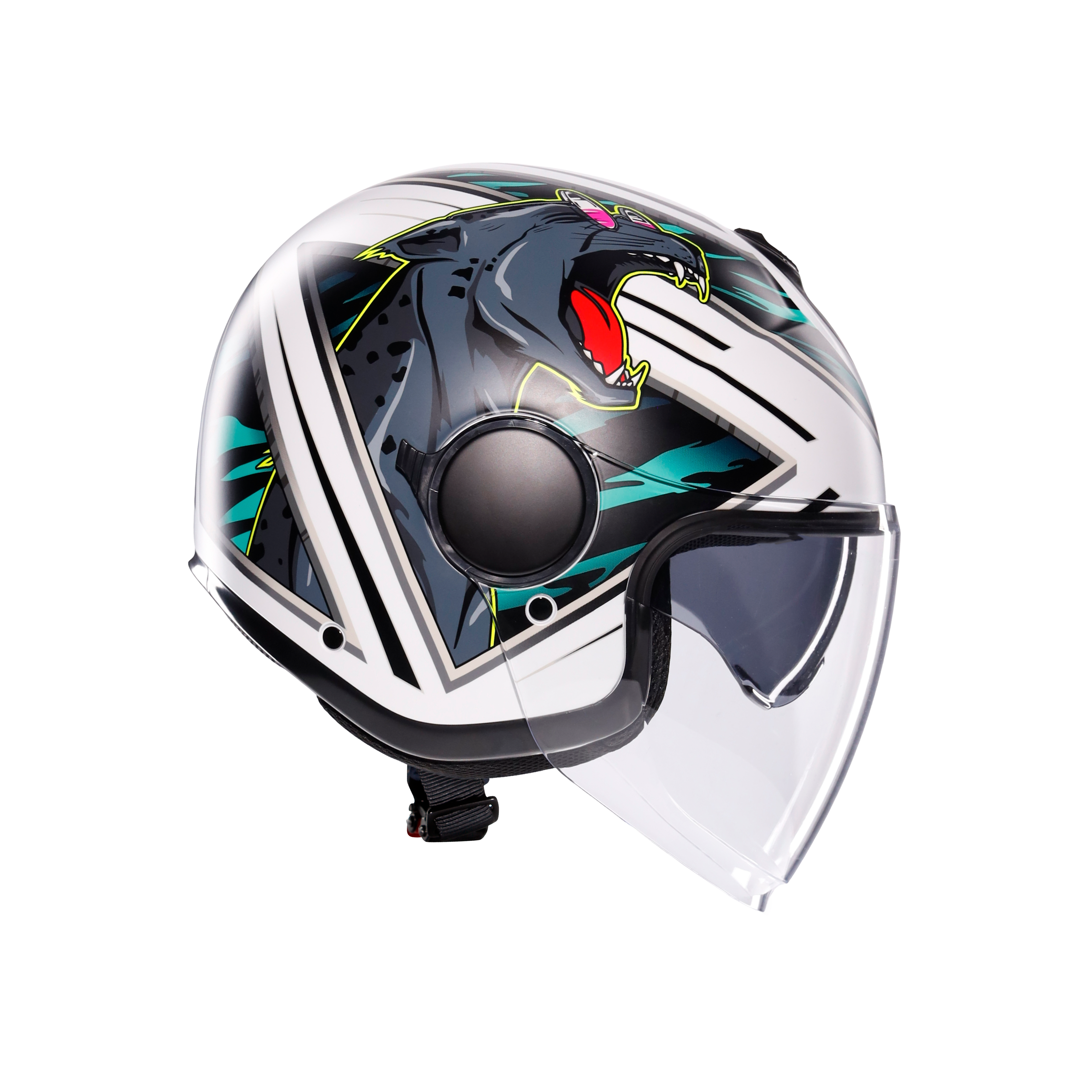 ETERES GHEPARD MATT WHITE/BLACK/GREEN - CASQUE MOTO JET E2206 -  - 1