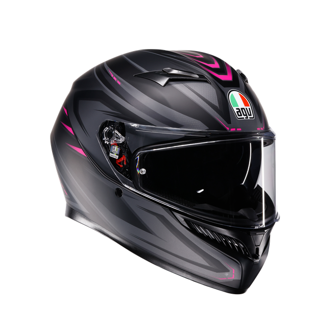 AGV - K3 Syth Matt Black/pink - Casque Moto Intégral E2206, Unisex, Taille: Xxl