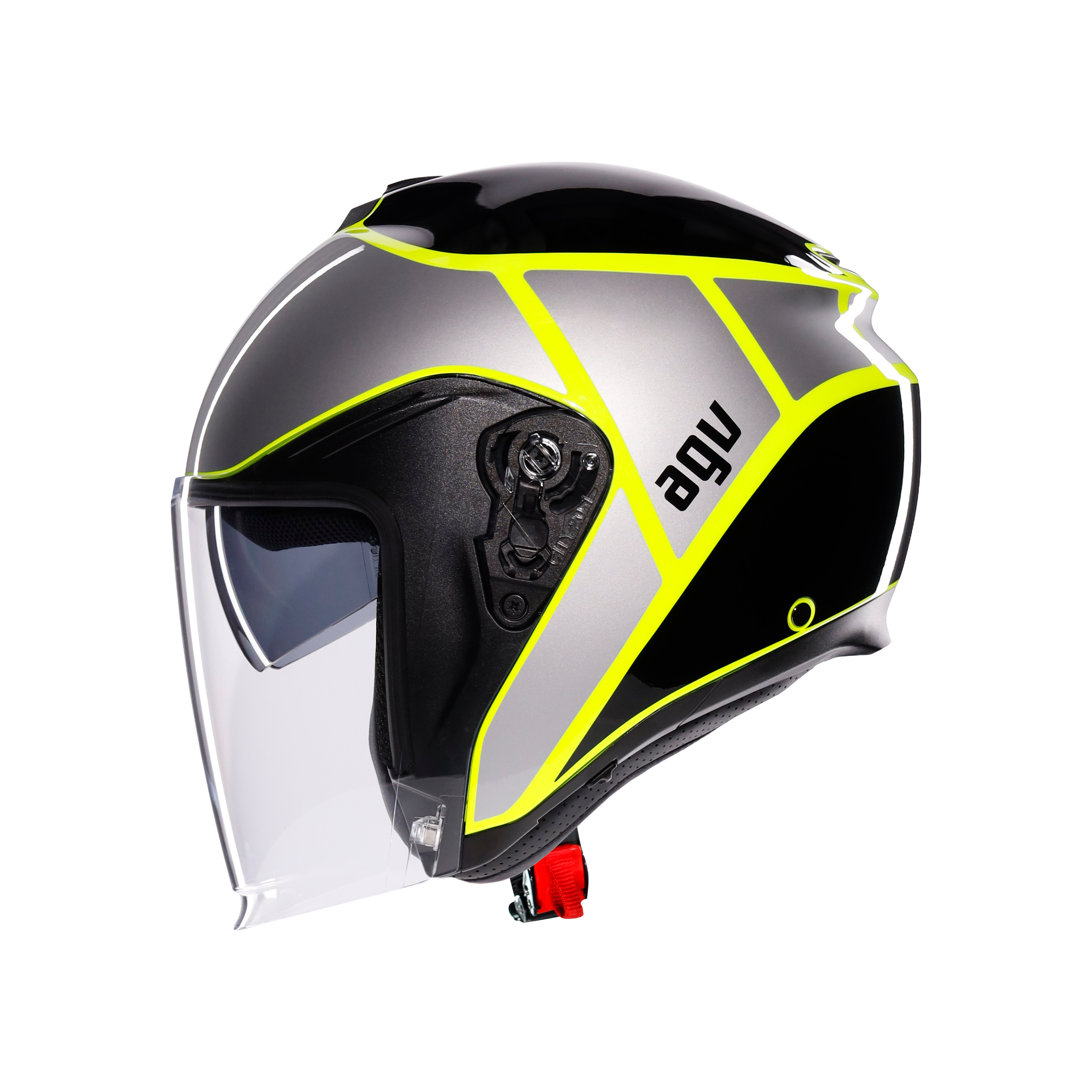 IRIDES DAVAO BLACK/GREY/YELLOW FLUO - MOTORBIKE OPEN FACE HELMET E2206 -  - 4