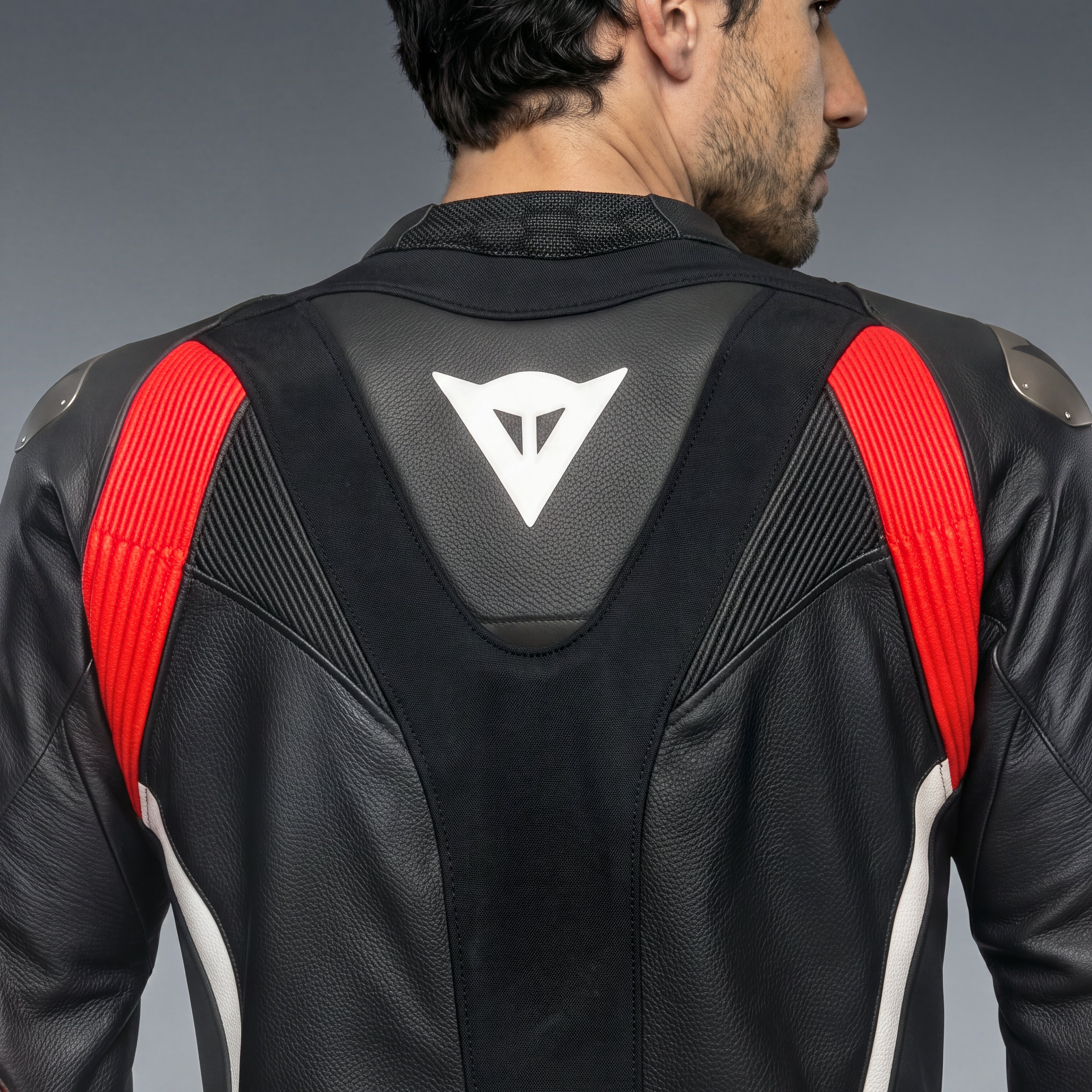 AVRO 6 - LEATHER MOTORCYCLE JACKET MEN - BLACK/RED-LAVA/WHITE - 6